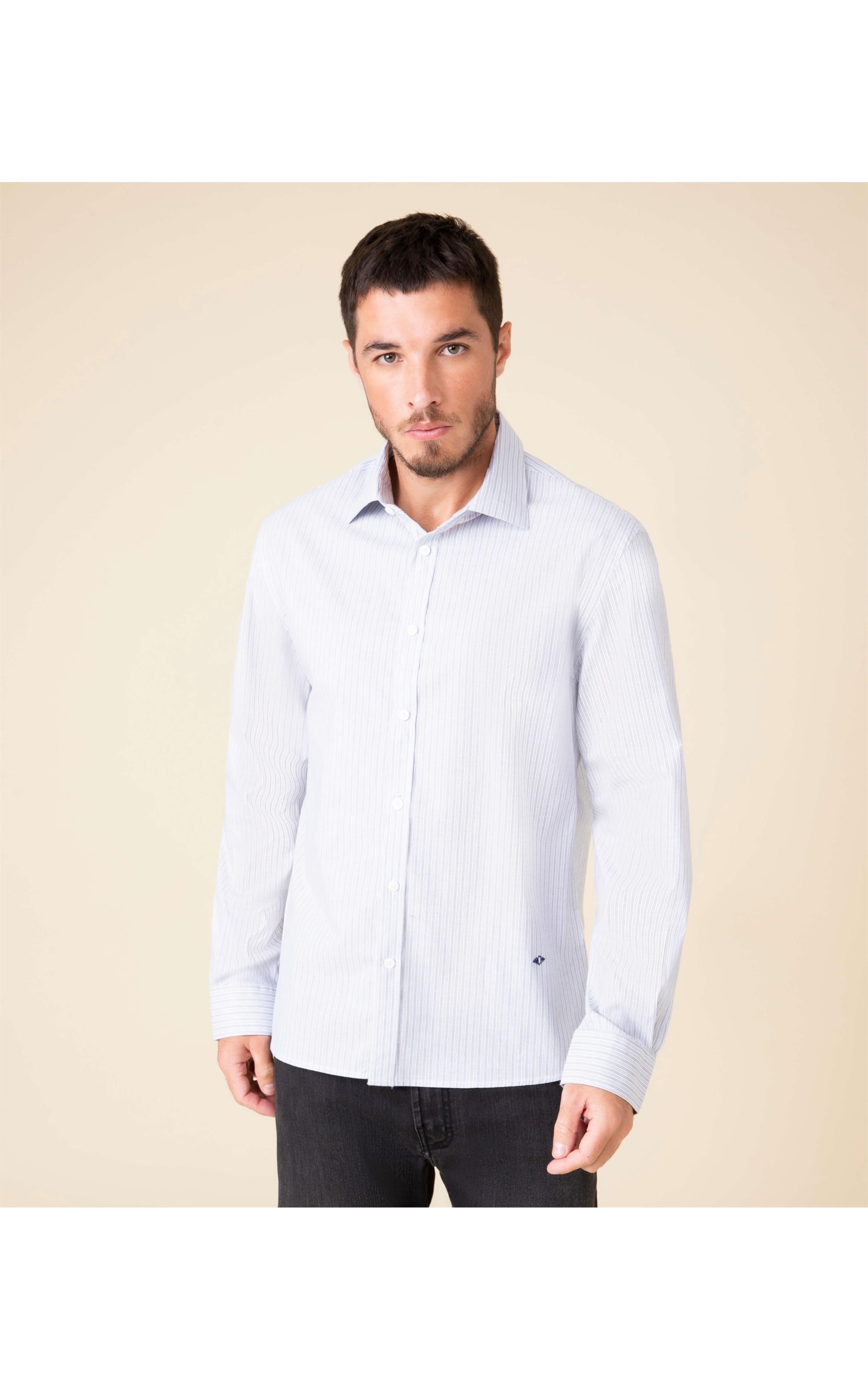 Camisa Romeu Listrada Ml Azul Bic