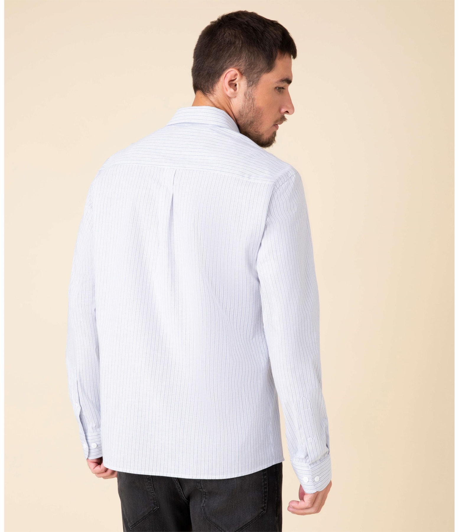 Camisa Romeu Listrada Ml Azul Bic