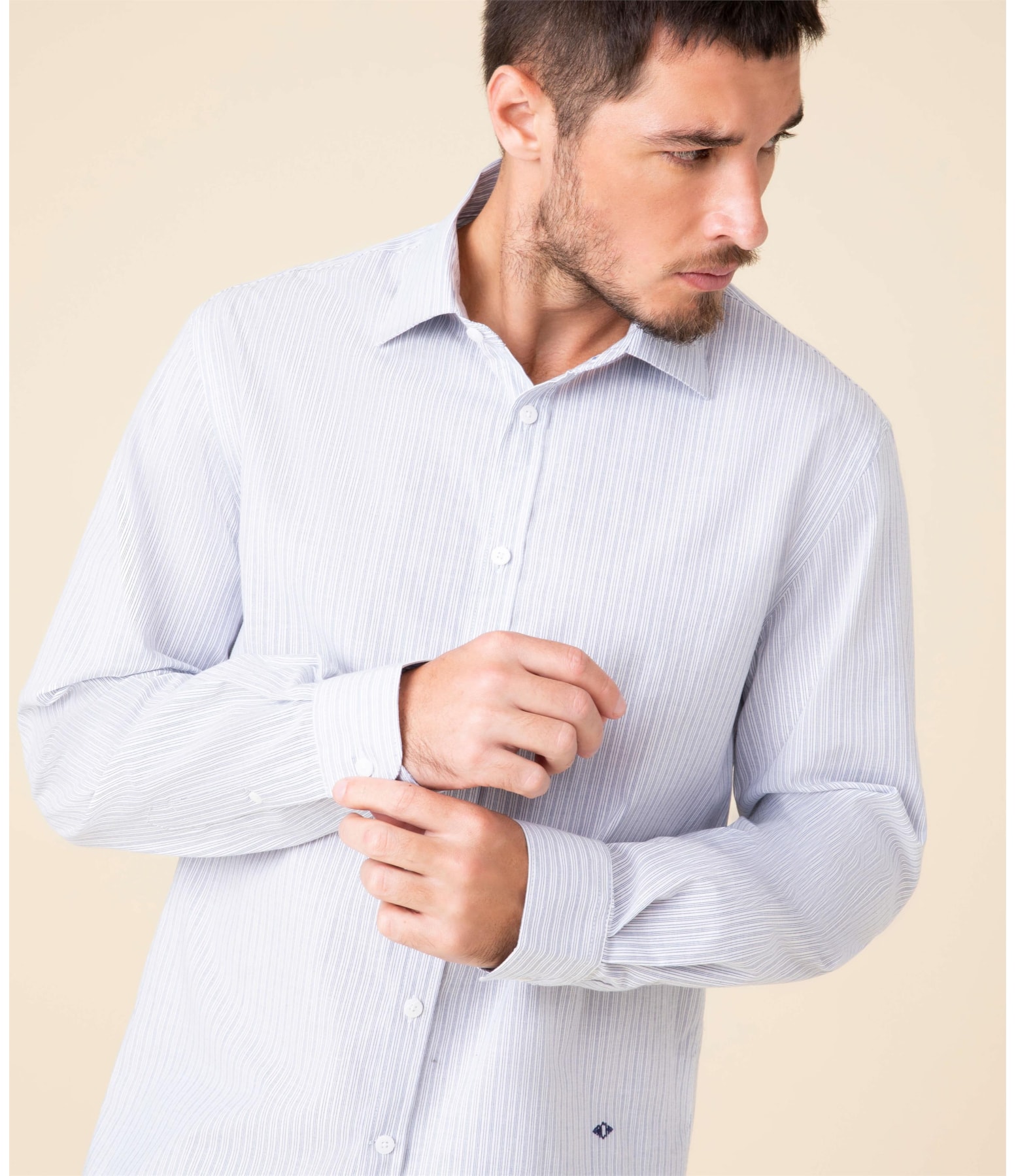 Camisa Romeu Listrada Ml Azul Bic