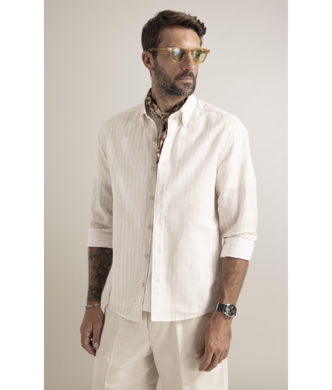 Camisa Saint Paul Linho Amarelo Claro