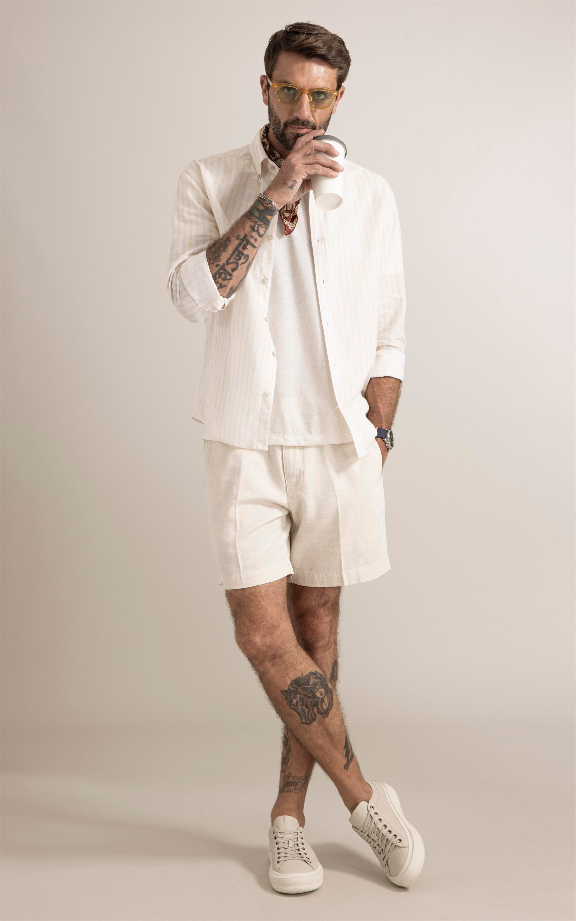 Camisa Saint Paul Linho Amarelo Claro