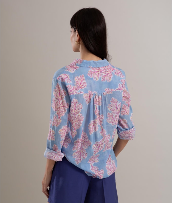 Camisa Sardenha Algas Algodão Azul Chofer