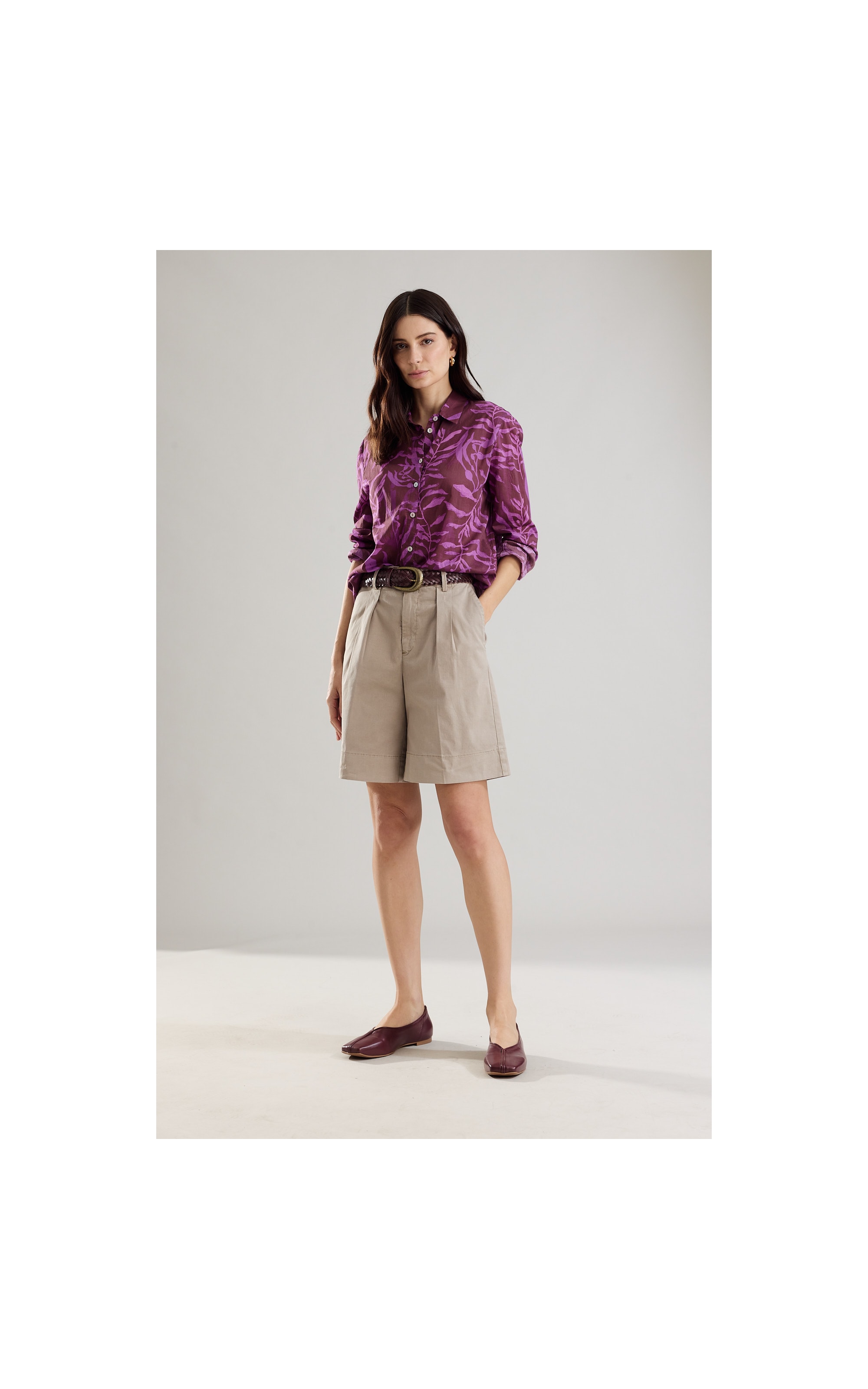 Camisa Sardenha Algas Algodao Fucsia