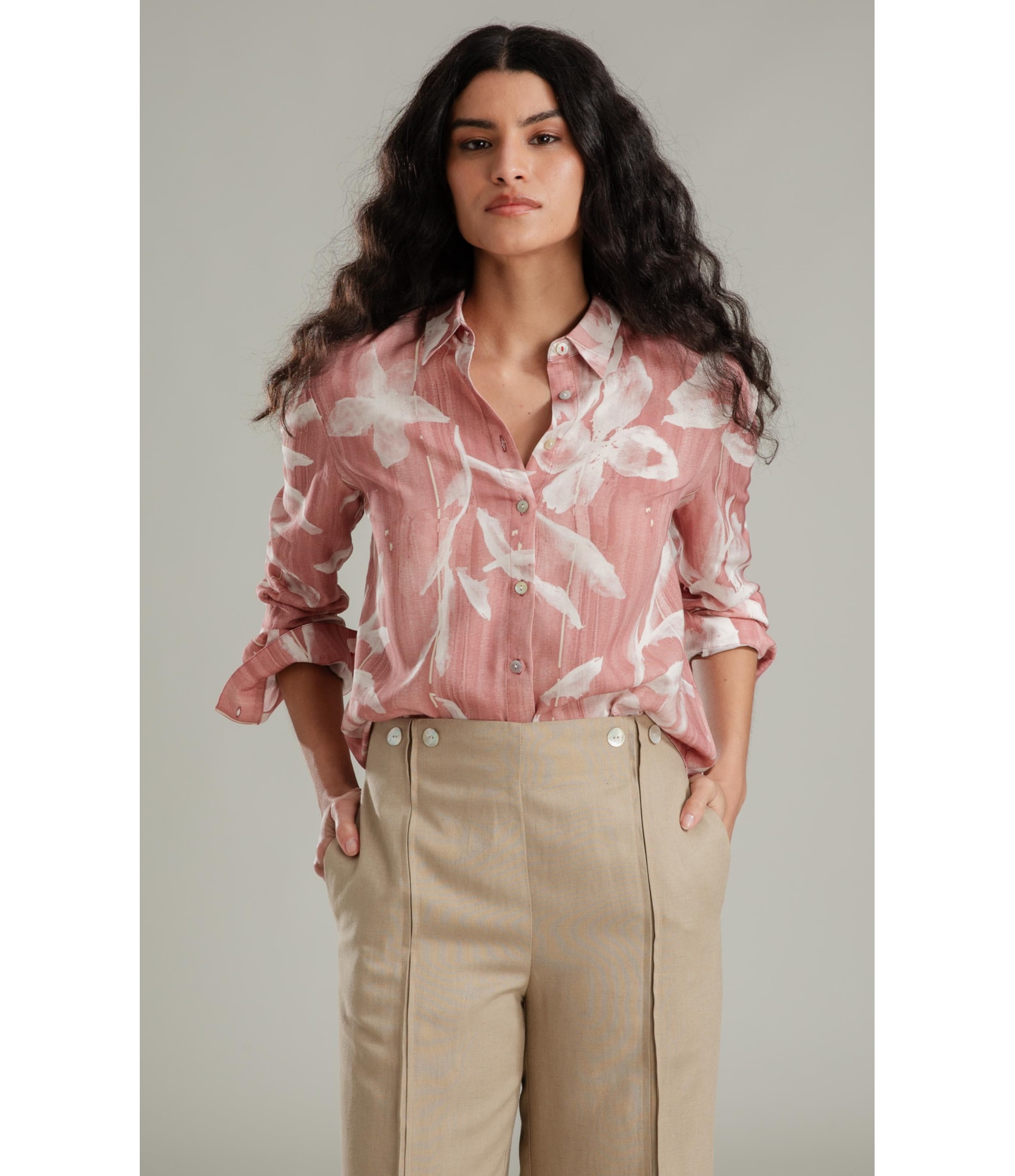 Camisa Sardenha Blossom Striped Linho Bl Terra