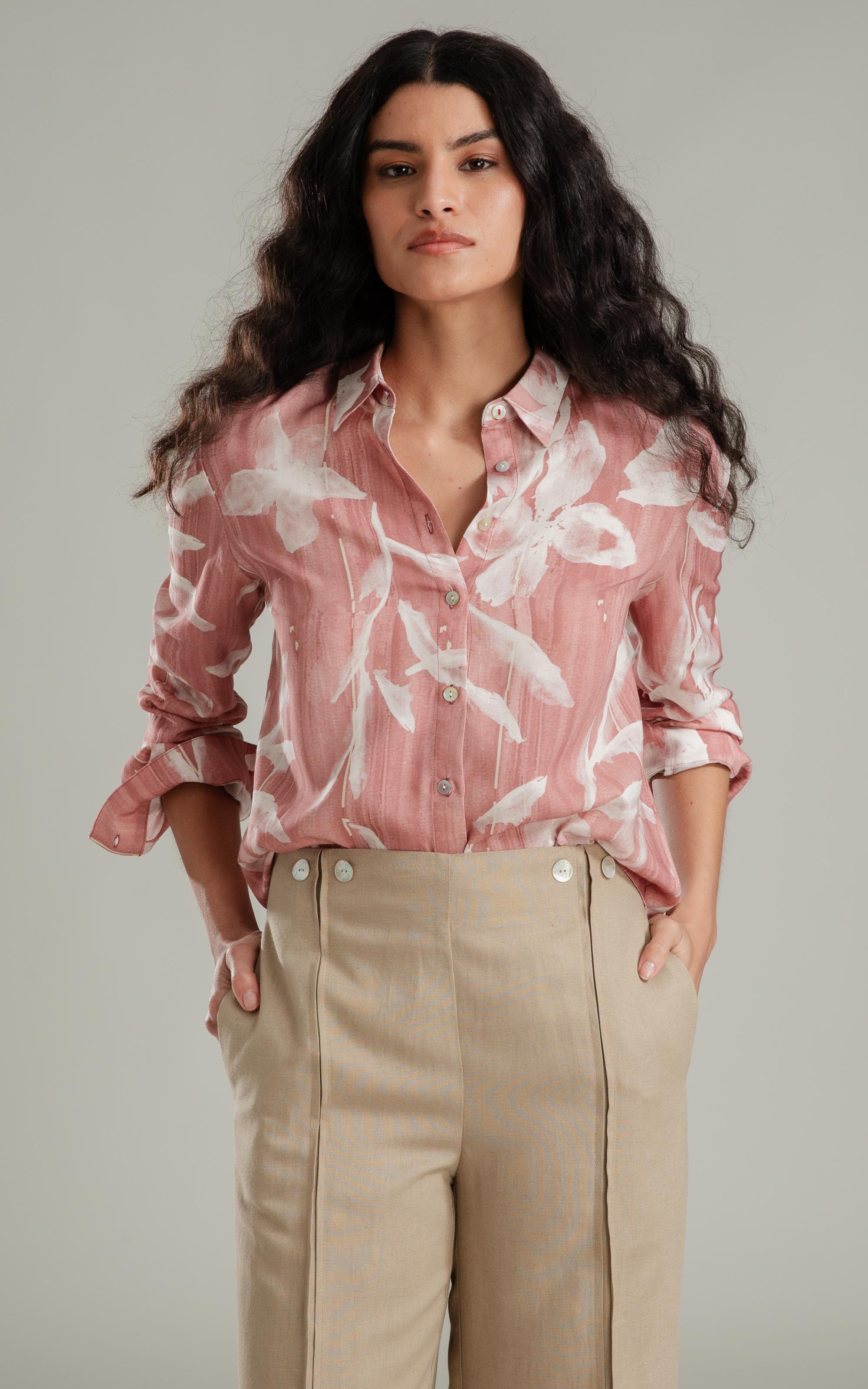 Camisa Sardenha Blossom Striped Linho Bl Terra