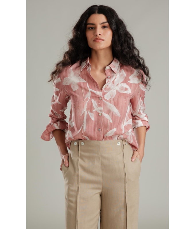 Camisa Sardenha Blossom Striped Linho Bl Terra