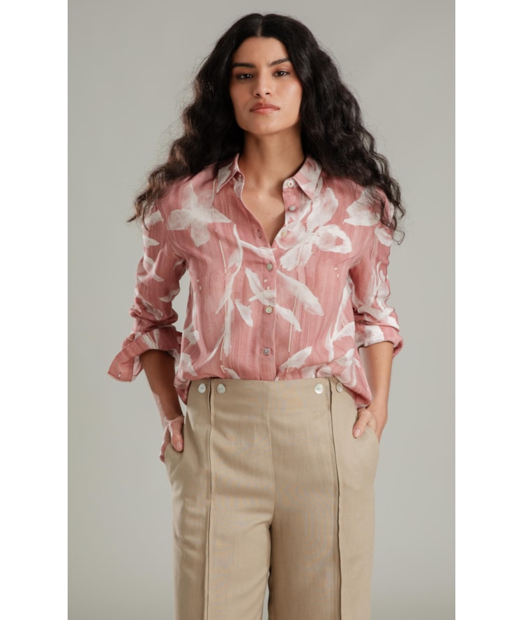 Camisa Sardenha Blossom Striped Linho Bl Terra