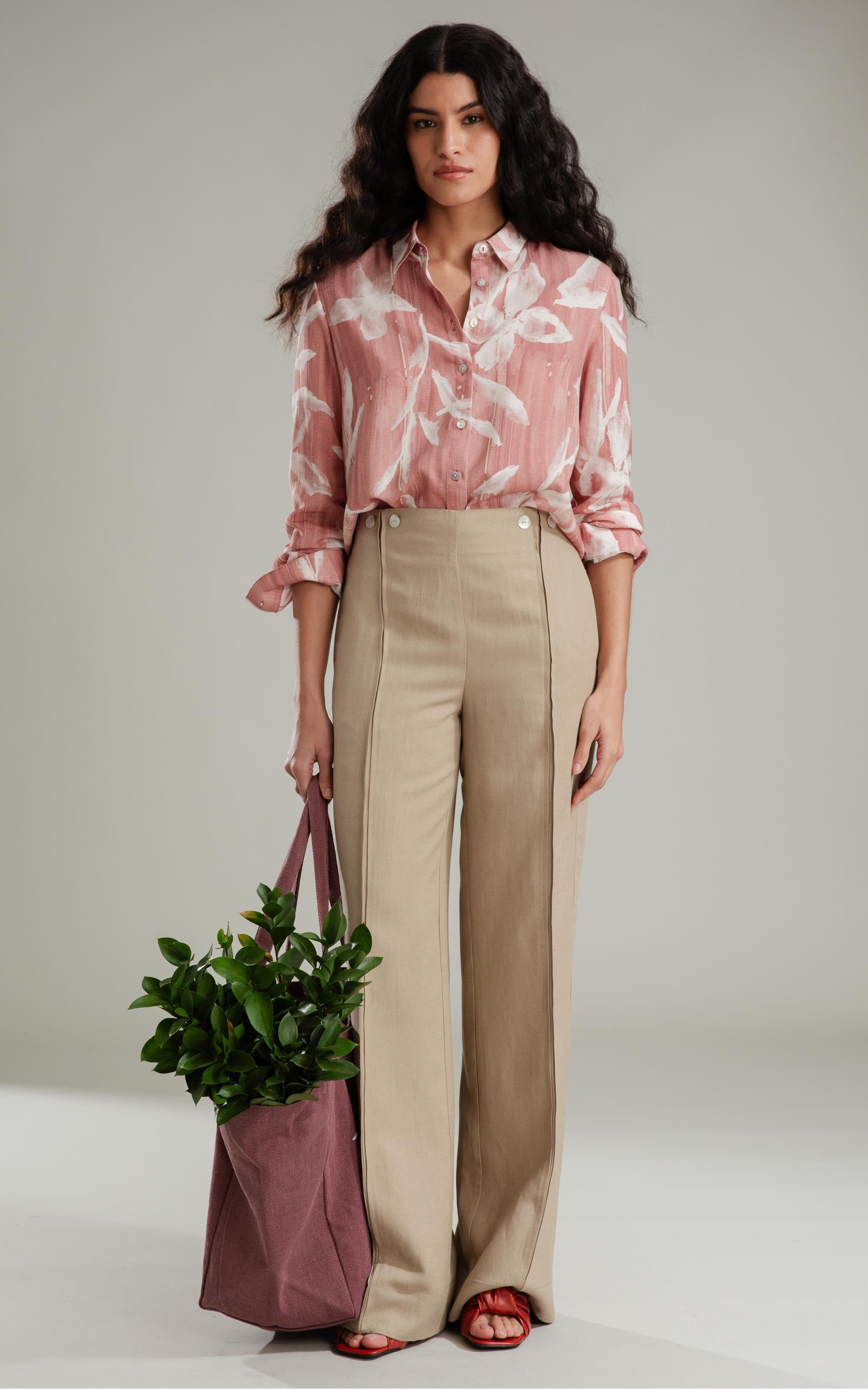 Camisa Sardenha Blossom Striped Linho Bl Terra