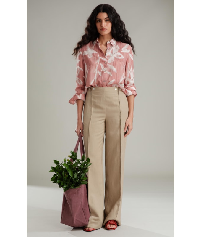 Camisa Sardenha Blossom Striped Linho Bl Terra