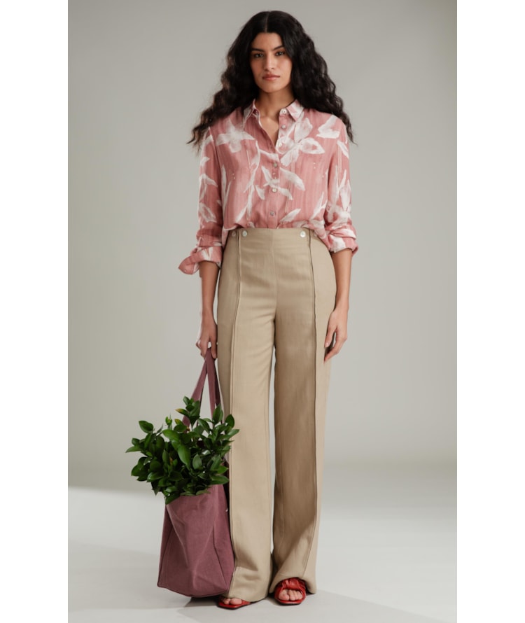 Camisa Sardenha Blossom Striped Linho Bl Terra