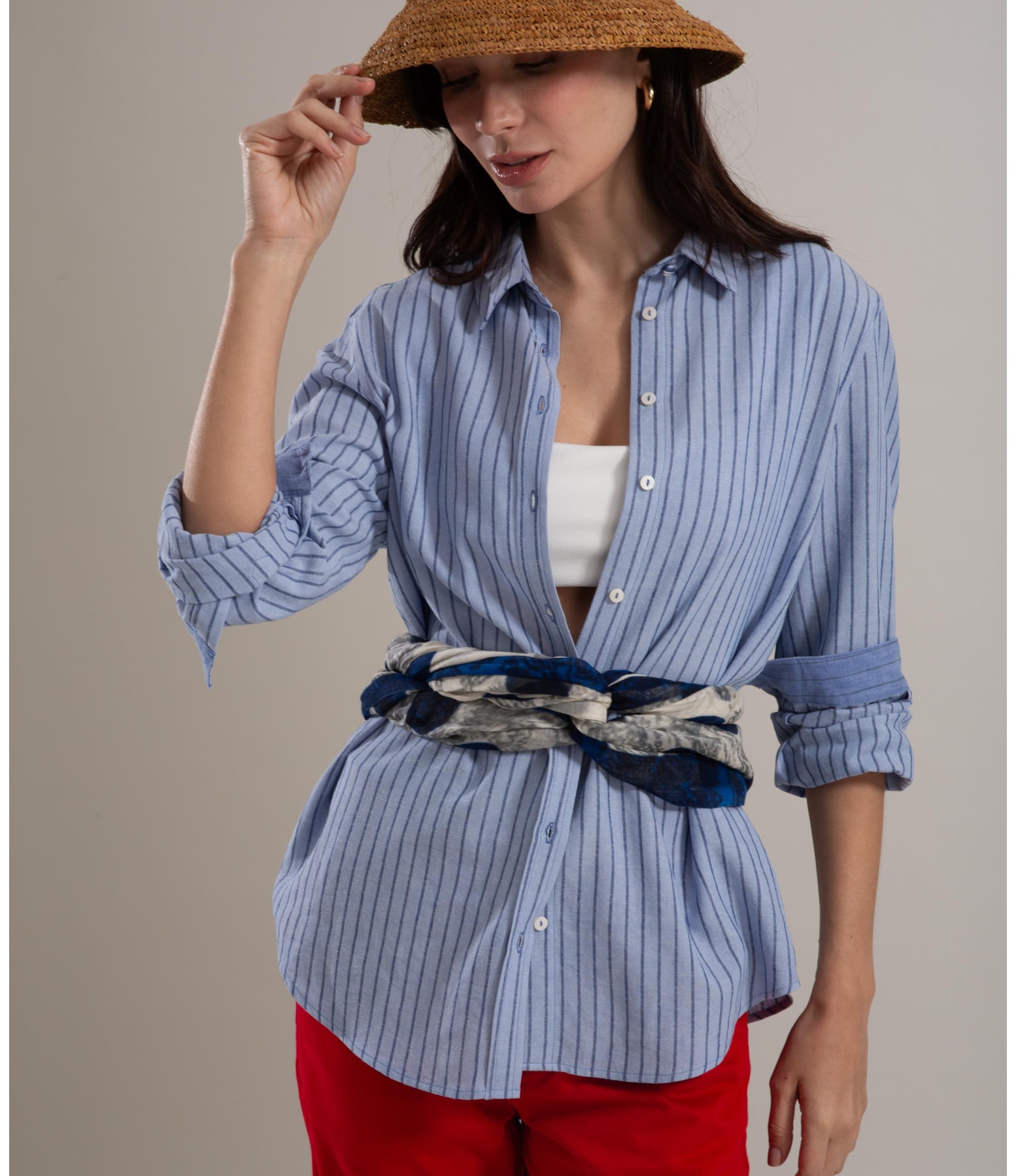 Camisa Sardenha Blue Stripes Verano Azul Claro