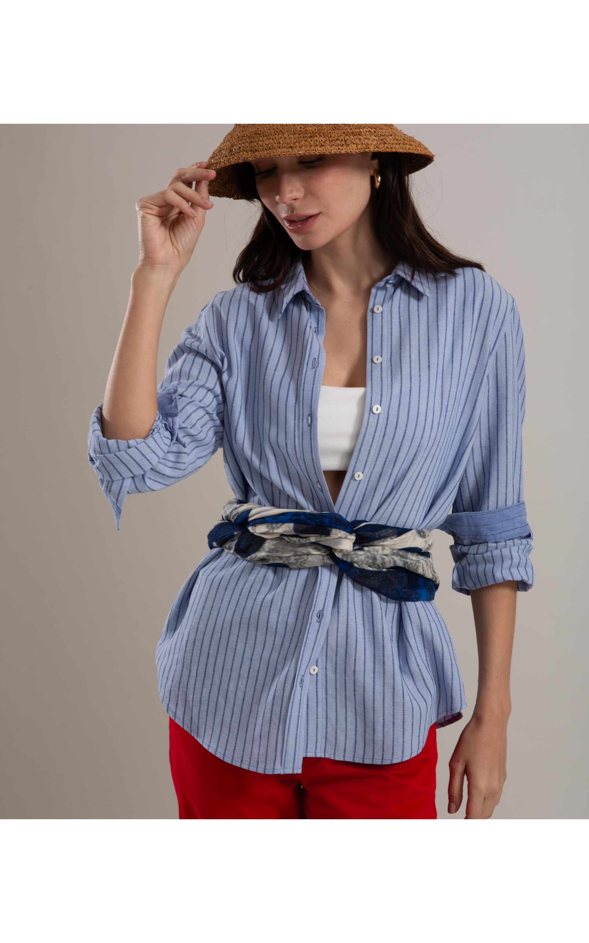 Camisa Sardenha Blue Stripes Verano Azul Claro