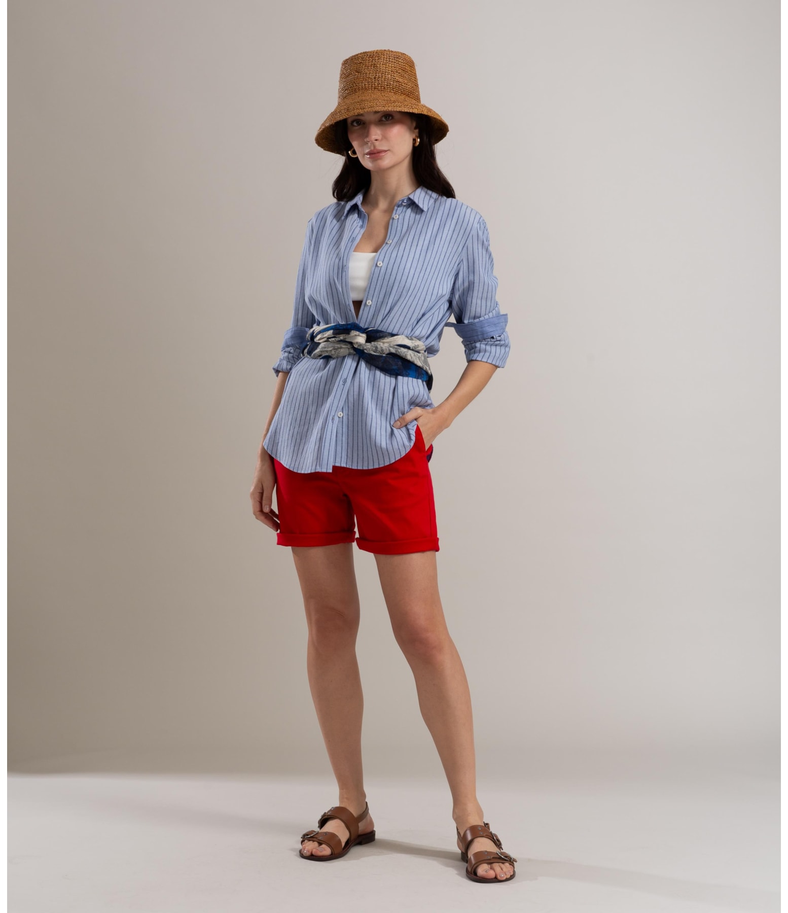 Camisa Sardenha Blue Stripes Verano Azul Claro