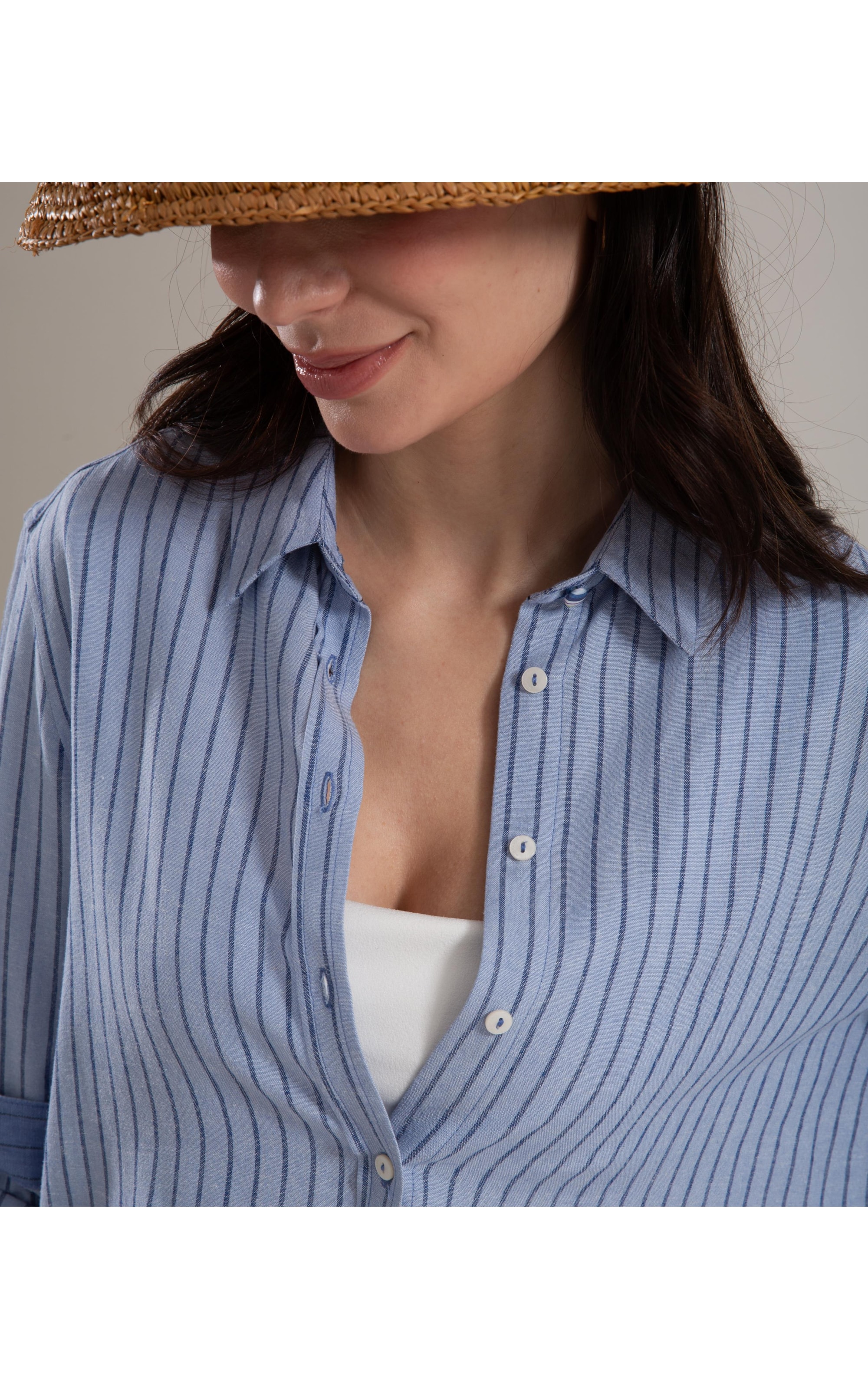 Camisa Sardenha Blue Stripes Verano Azul Claro