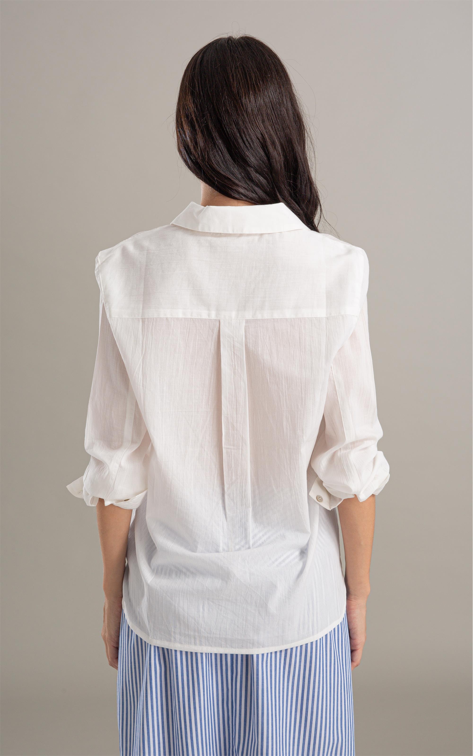 Camisa Sardenha Bolso Barco Bordado Off White