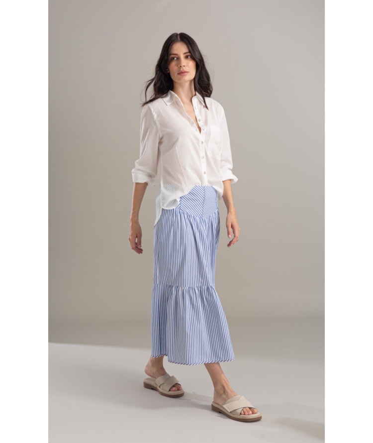 Camisa Sardenha Bolso Barco Bordado Off White