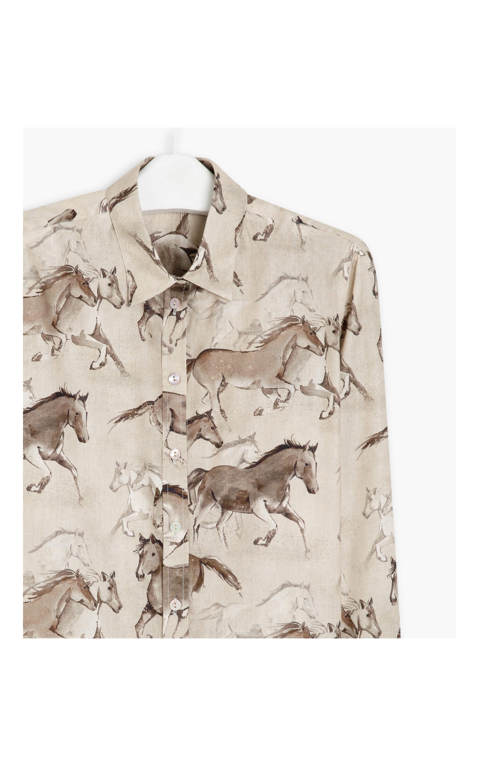 Camisa Sardenha Caballos Voil de Algodão Areia