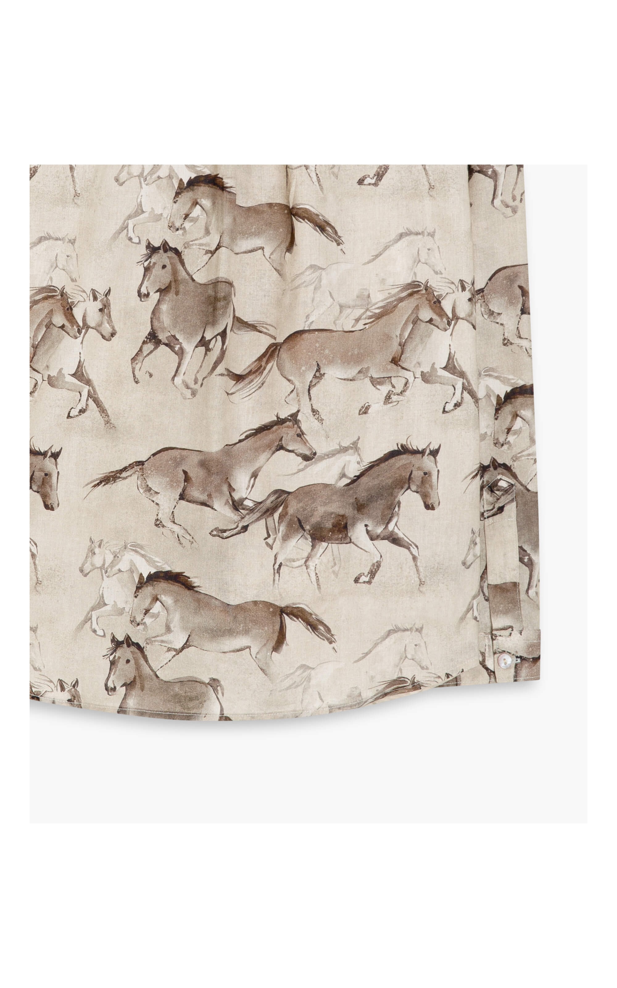 Camisa Sardenha Caballos Voil de Algodão Areia