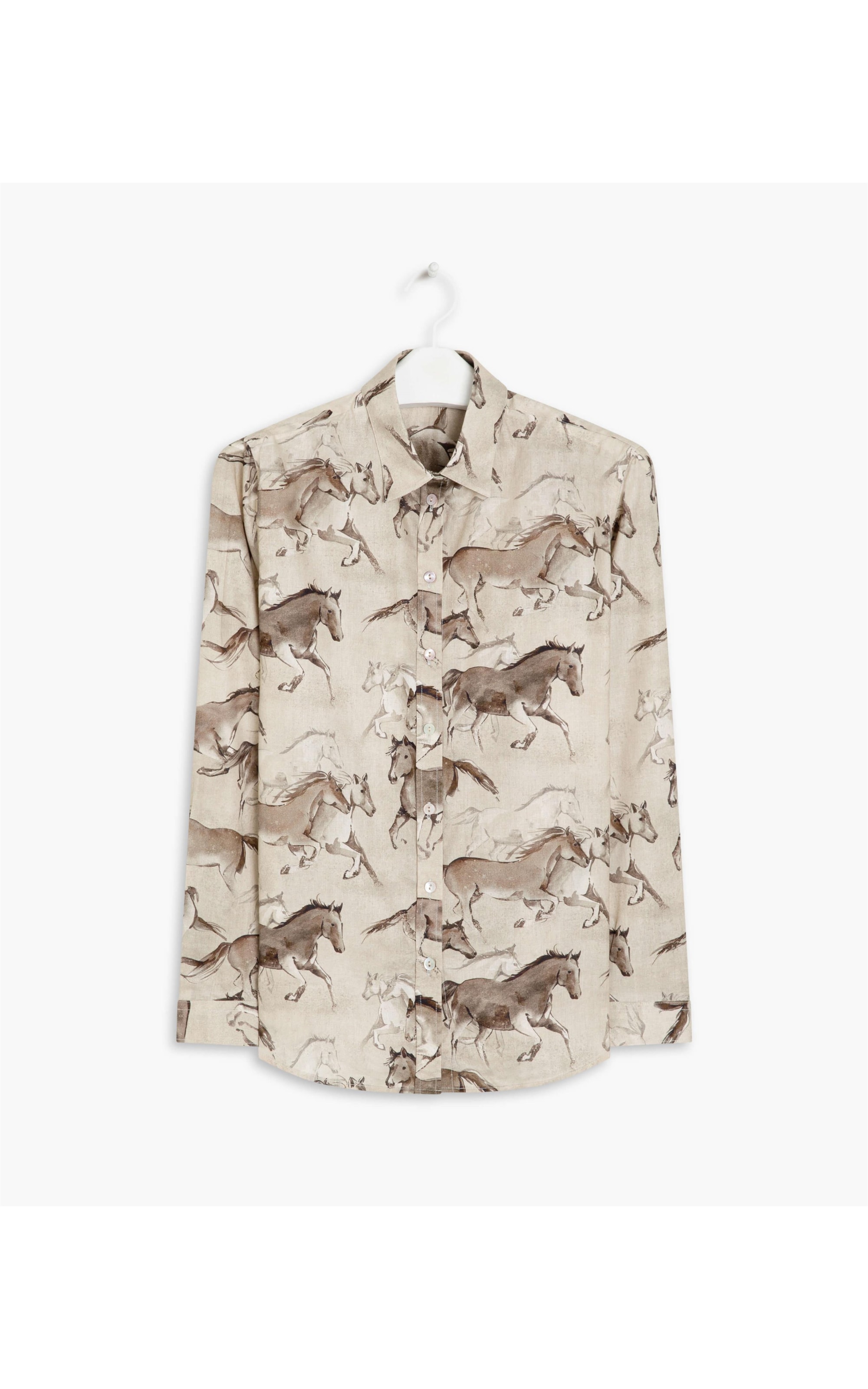 Camisa Sardenha Caballos Voil de Algodão Areia