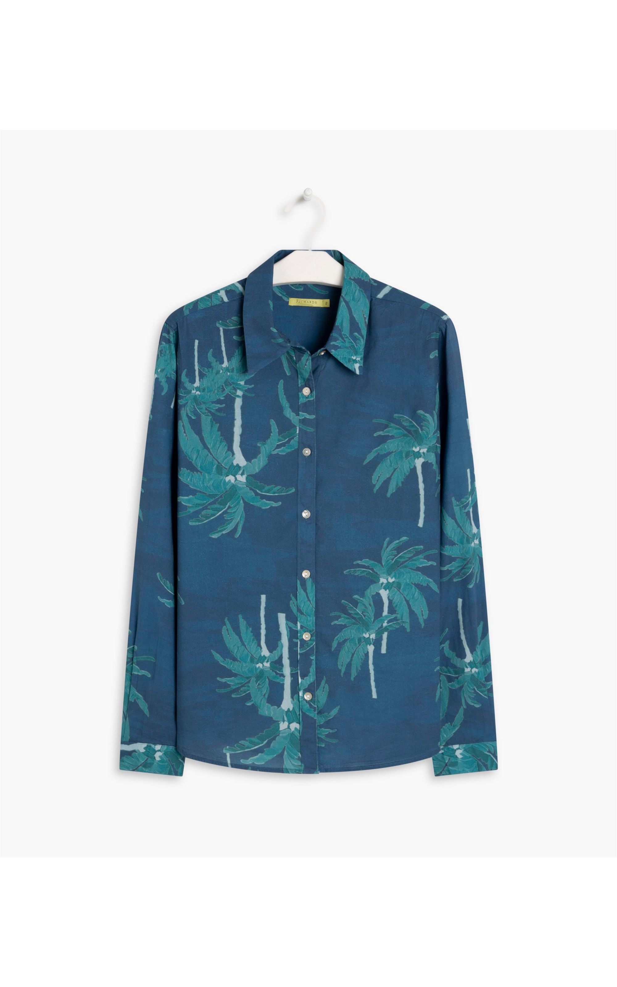 Camisa Sardenha Coconut Voil de Algodão Purple Blue