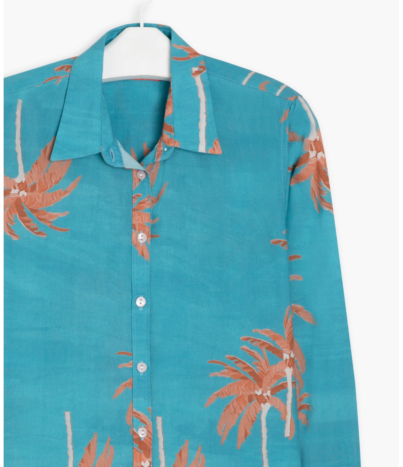 Camisa Sardenha Coconut Voil de Algodão Turquesa