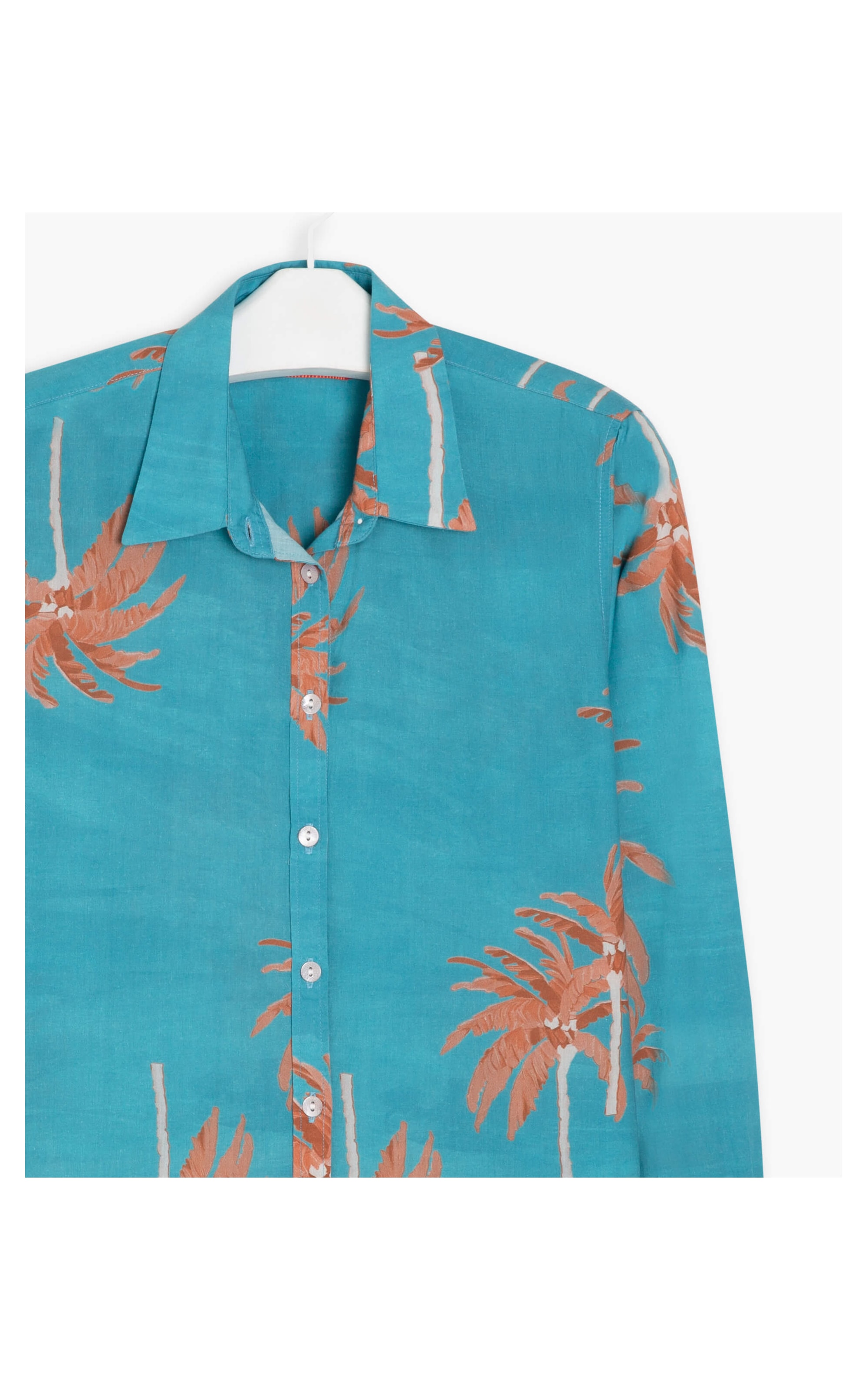 Camisa Sardenha Coconut Voil de Algodão Turquesa
