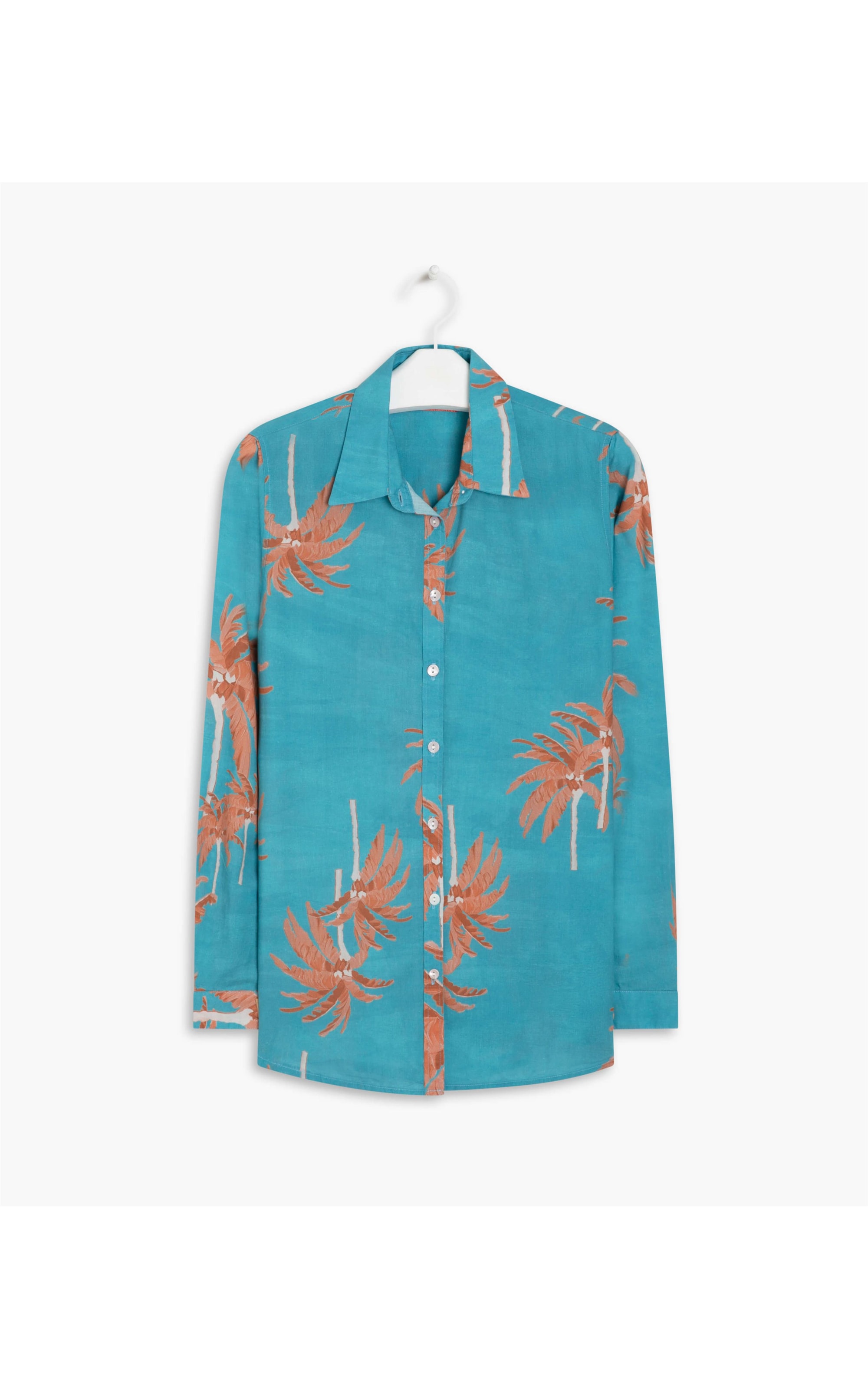 Camisa Sardenha Coconut Voil de Algodão Turquesa