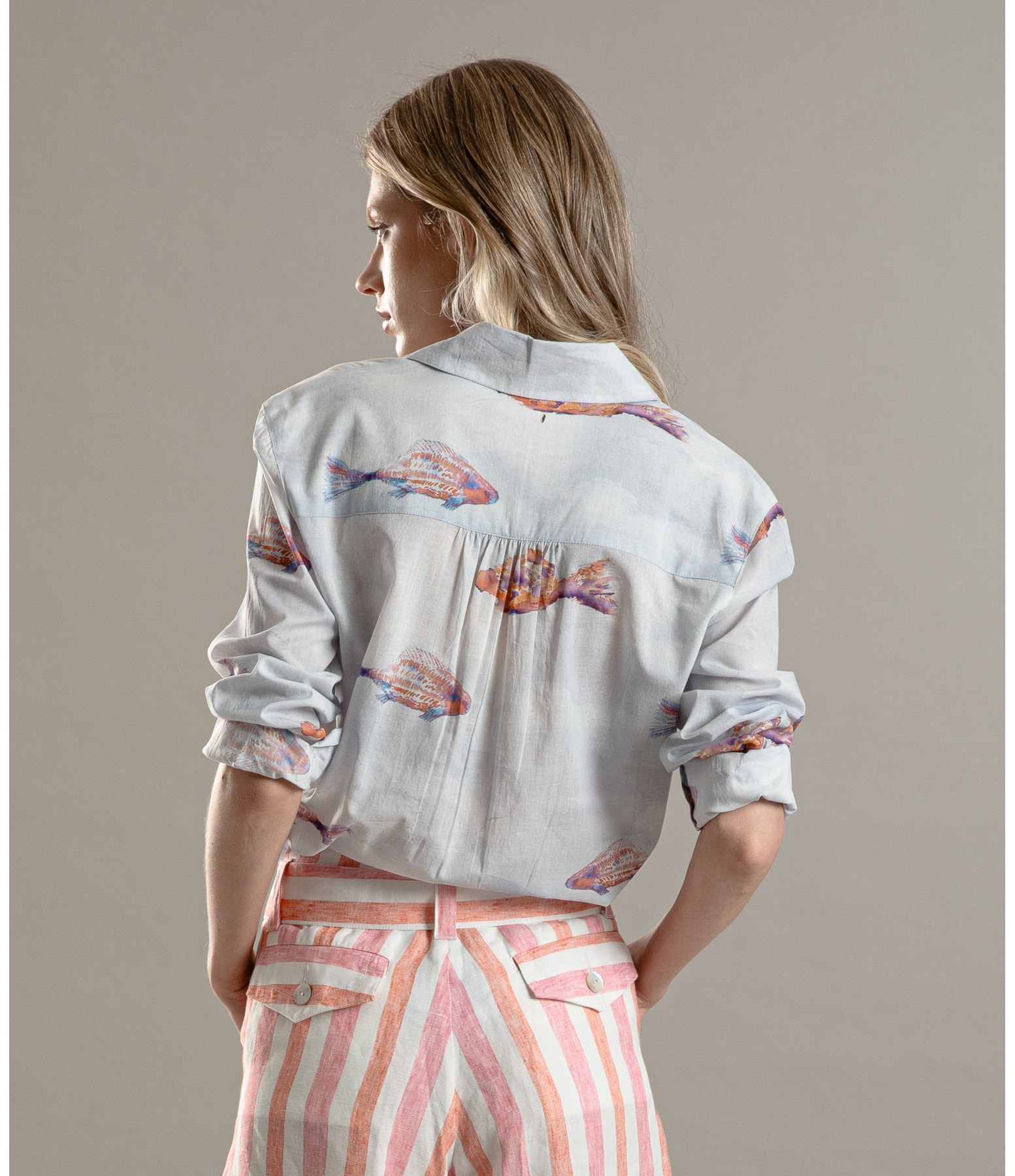 Camisa Sardenha Fish Voil de Algodao Branco