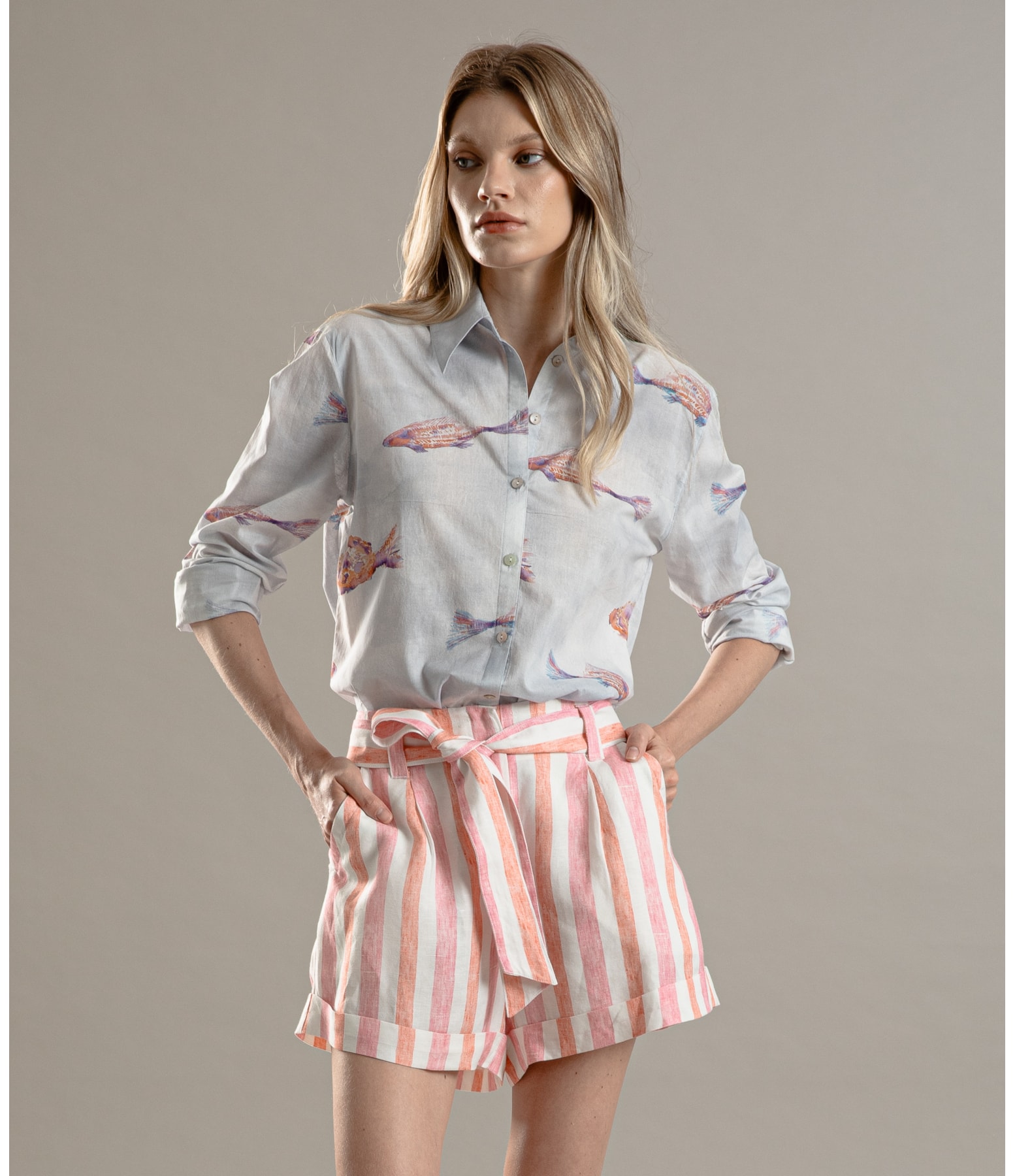 Camisa Sardenha Fish Voil de Algodao Branco