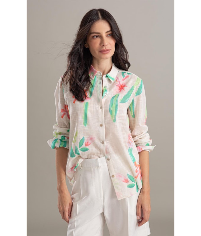 Camisa Sardenha Florish Algodao Areia