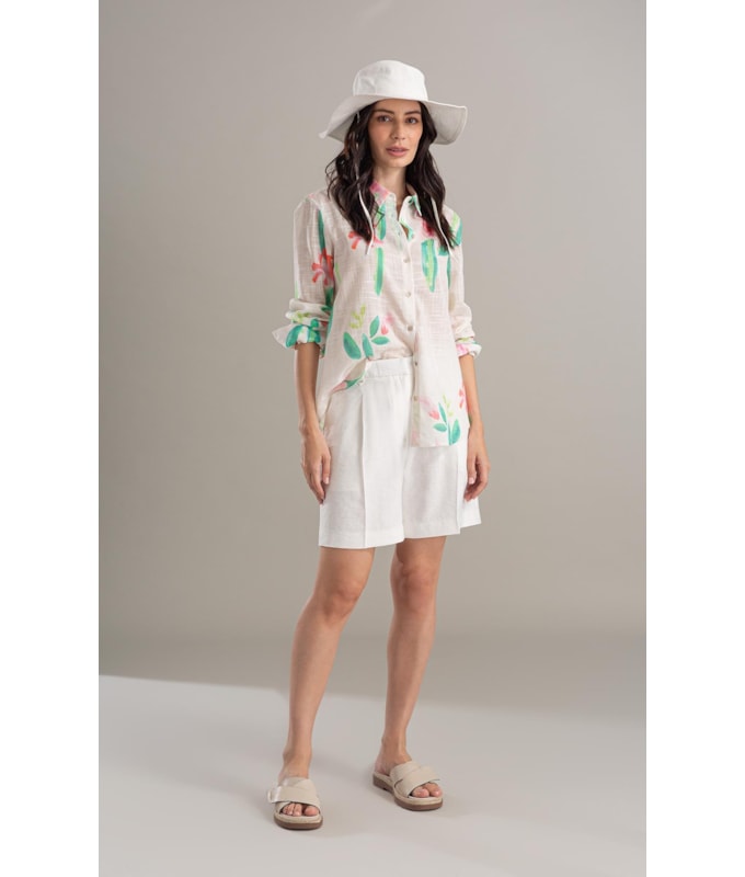 Camisa Sardenha Florish Algodao Areia