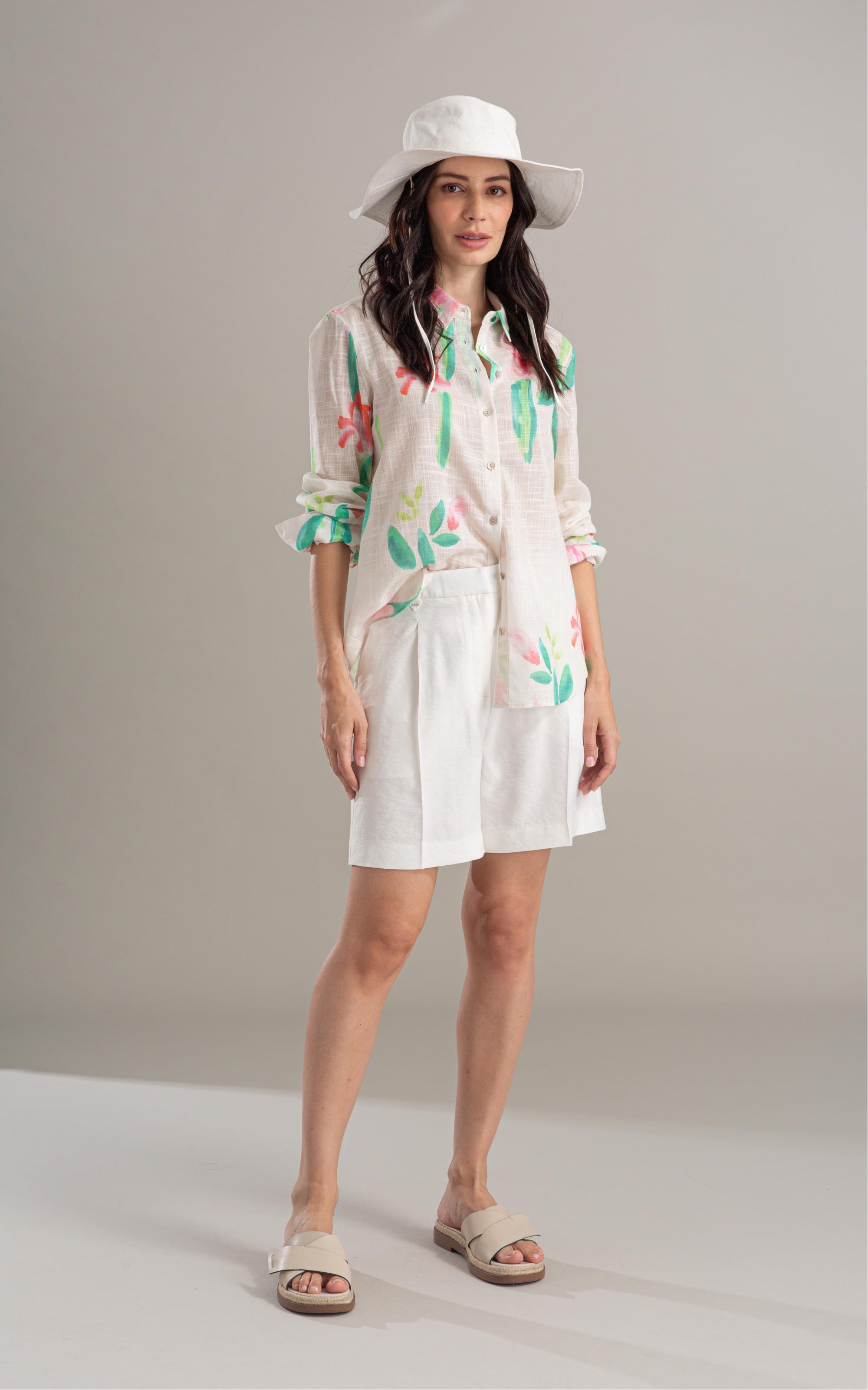 Camisa Sardenha Florish Algodao Areia