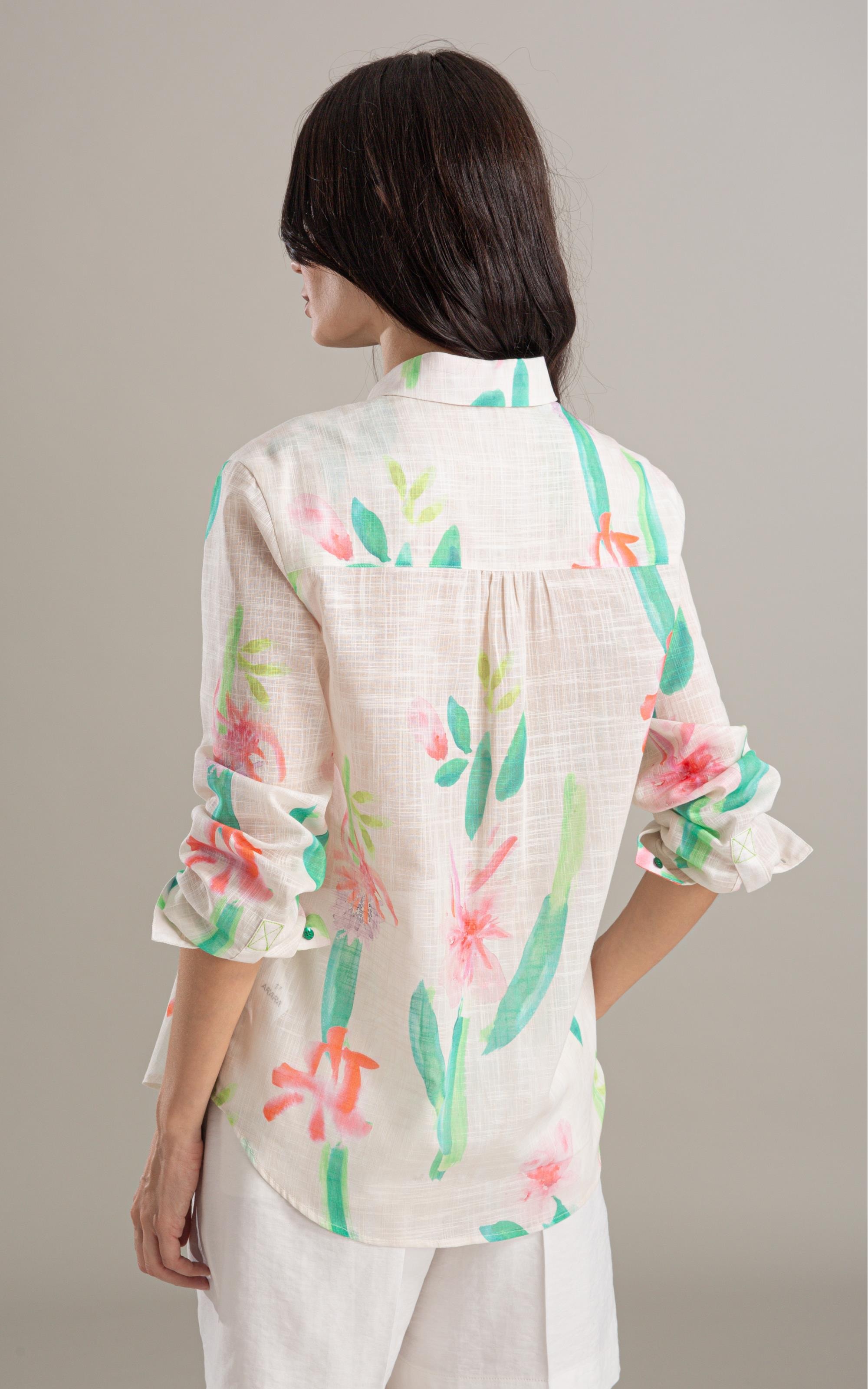Camisa Sardenha Florish Algodao Areia