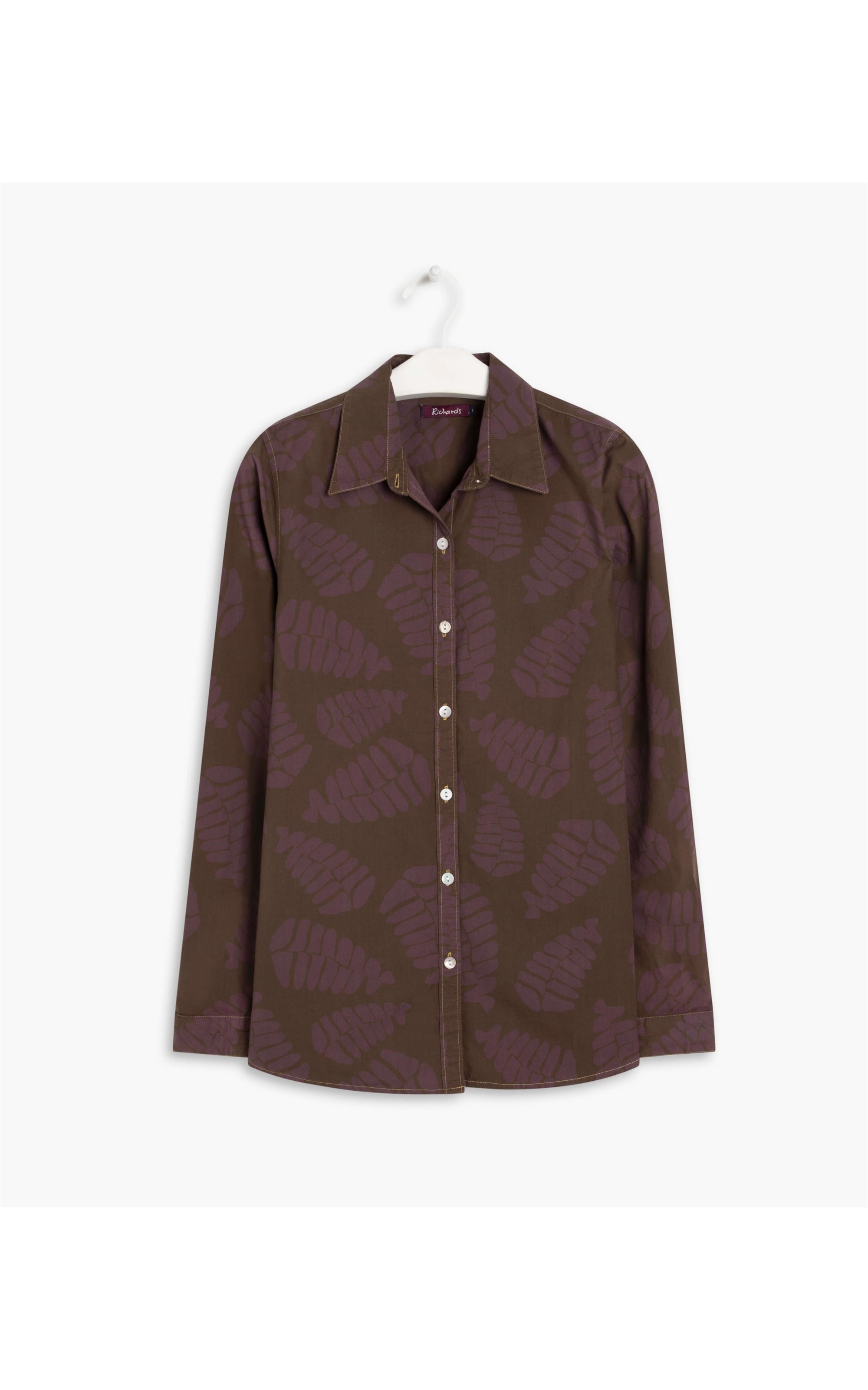 Camisa Sardenha Folhagem Algodao Cafe