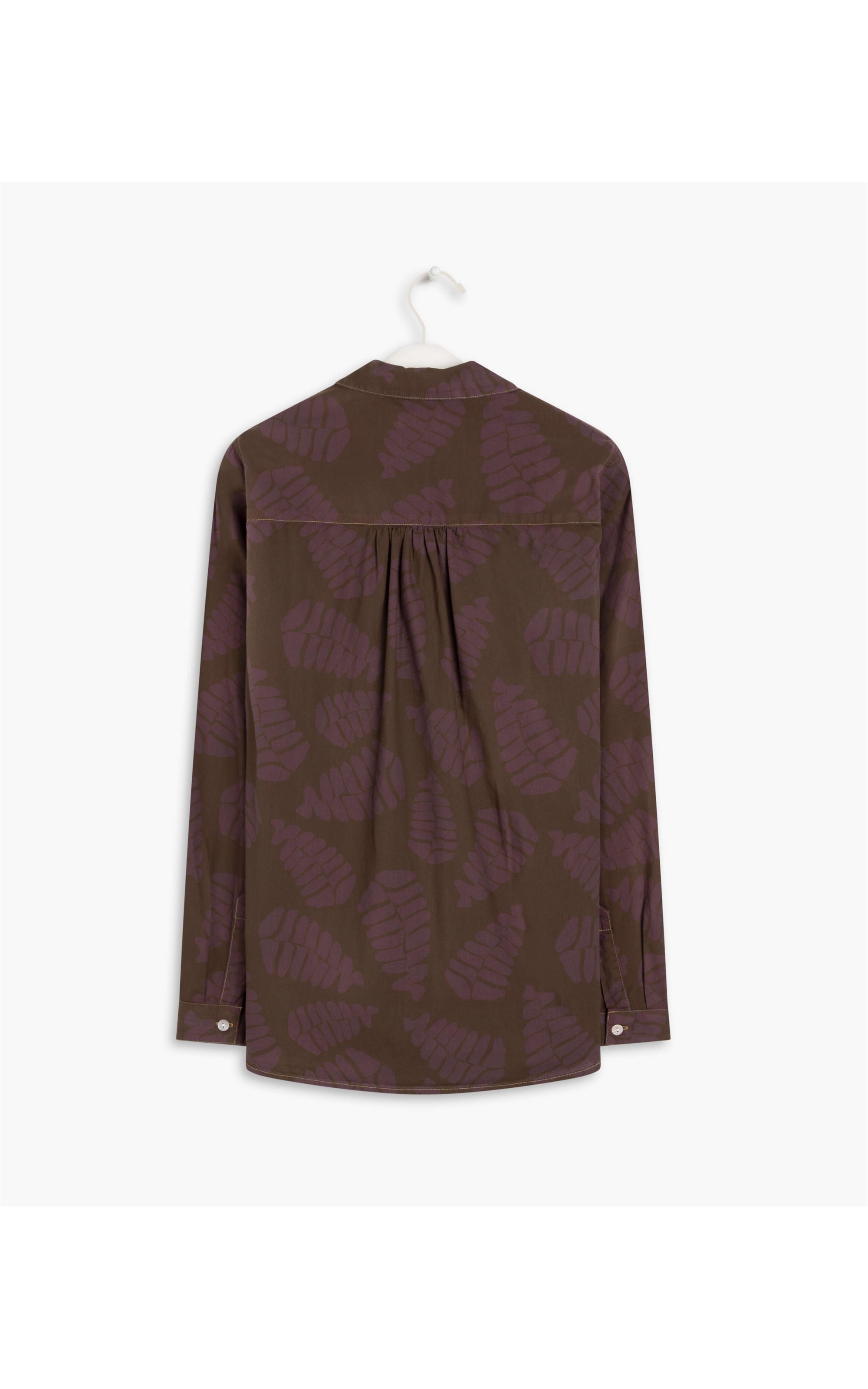 Camisa Sardenha Folhagem Algodao Cafe