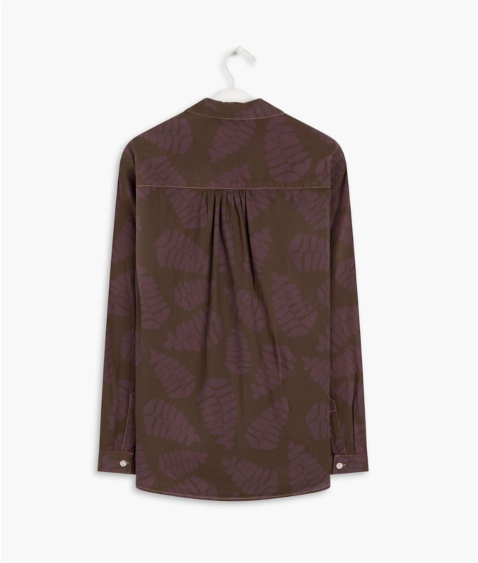 Camisa Sardenha Folhagem Algodao Cafe