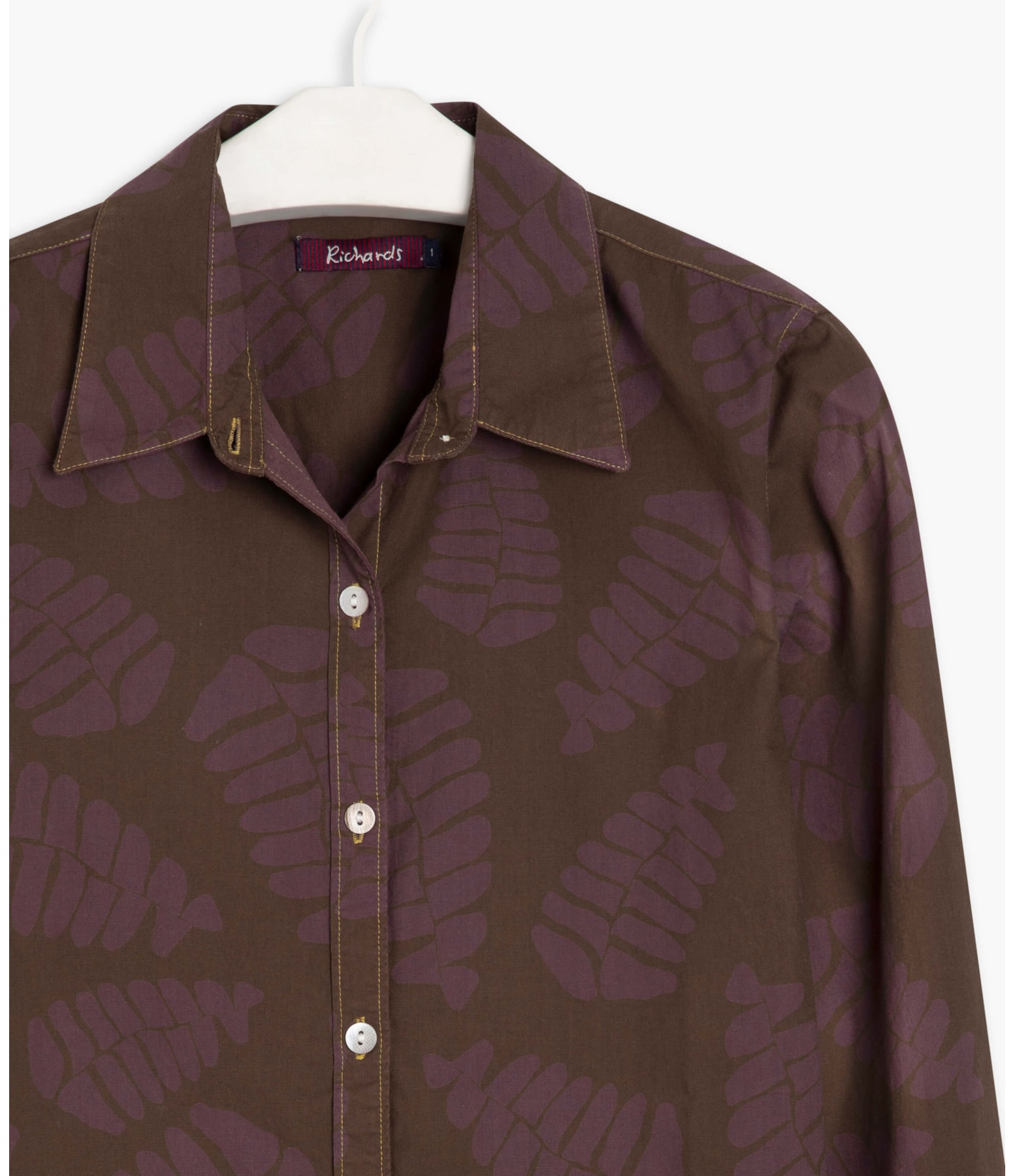 Camisa Sardenha Folhagem Algodao Cafe