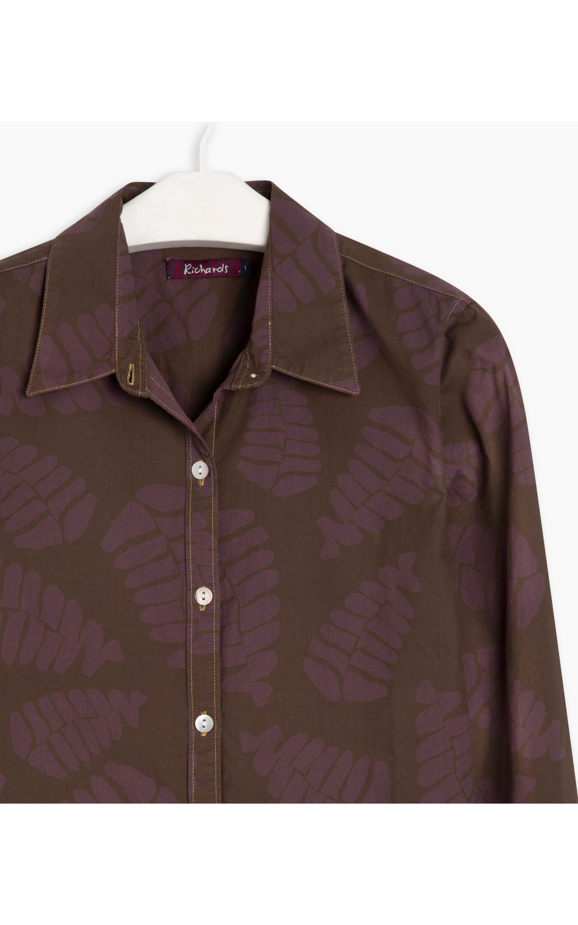 Camisa Sardenha Folhagem Algodao Cafe