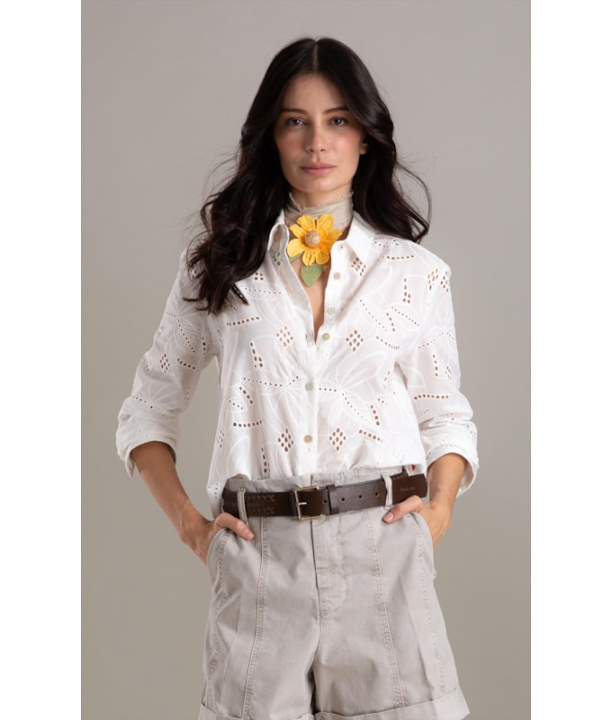 Camisa Sardenha Laise Algodao Off White