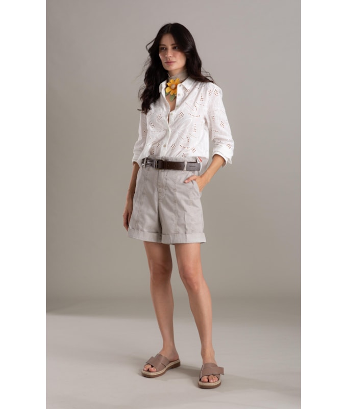 Camisa Sardenha Laise Algodao Off White