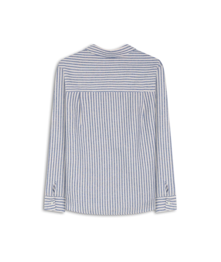 Camisa Sardenha Listras Linho Blend Azul Jeans
