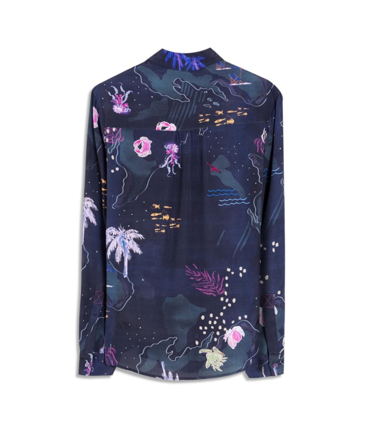 Camisa Sardenha Mapa Viscose Dark Navy