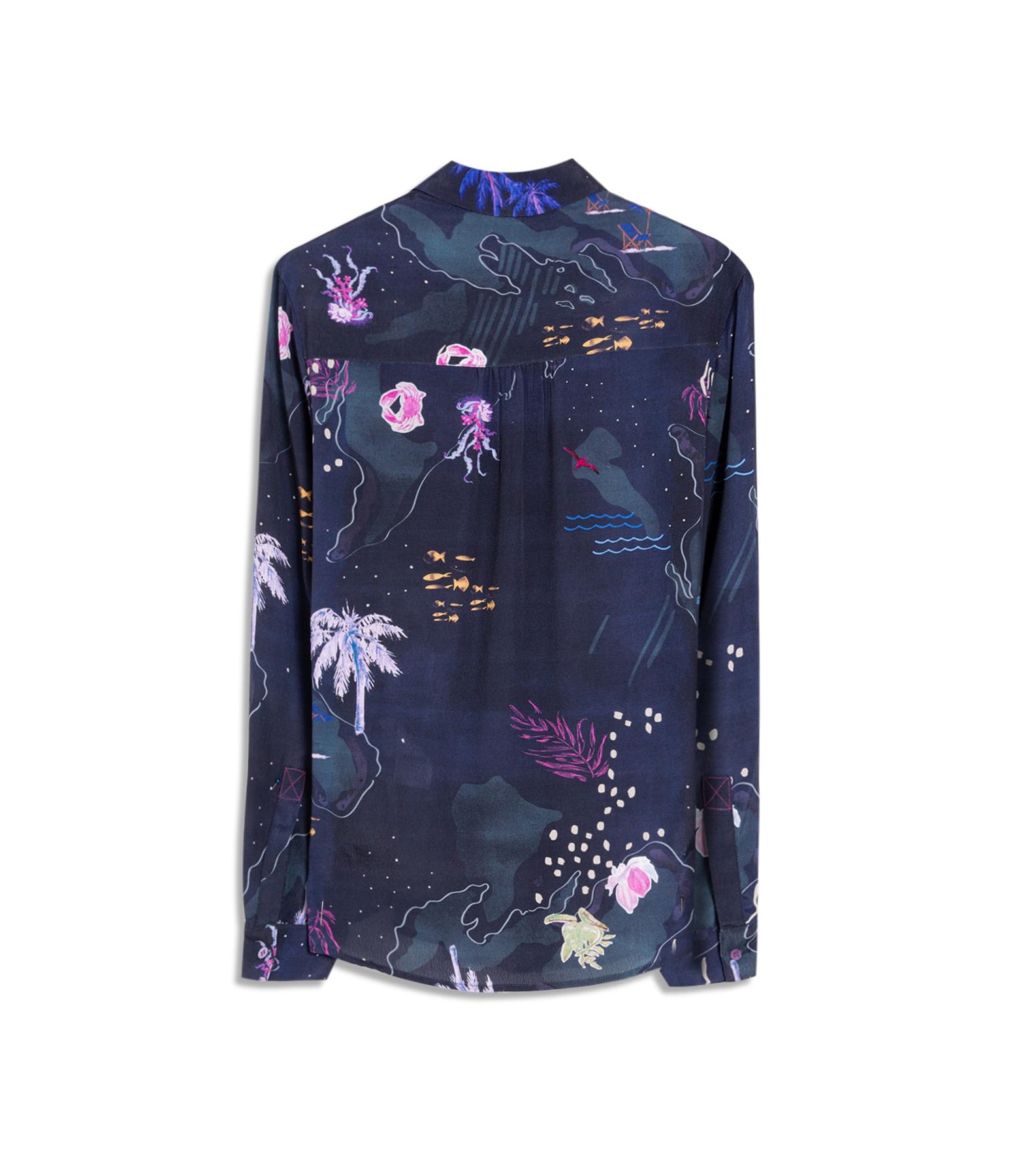 Camisa Sardenha Mapa Viscose Dark Navy