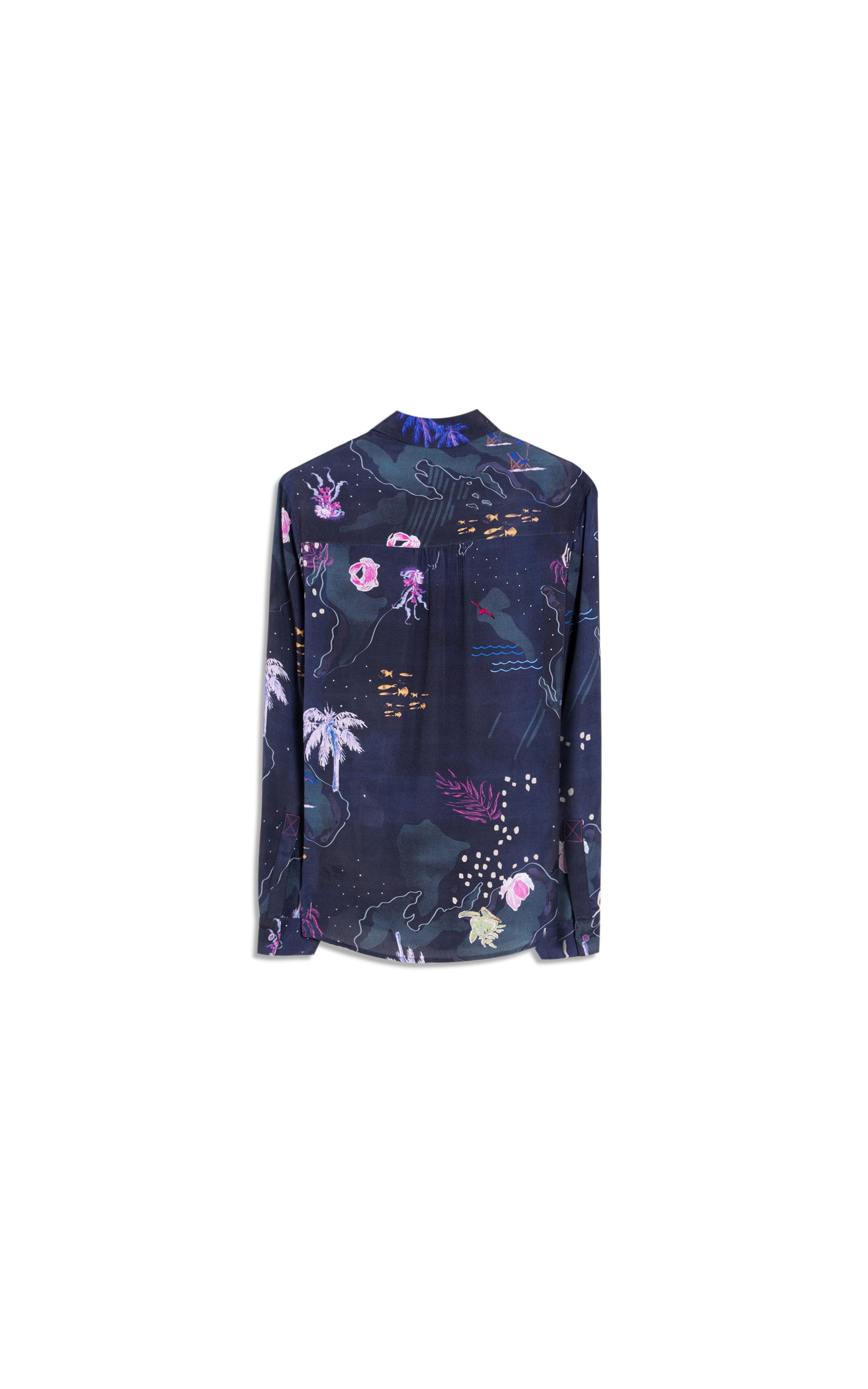 Camisa Sardenha Mapa Viscose Dark Navy