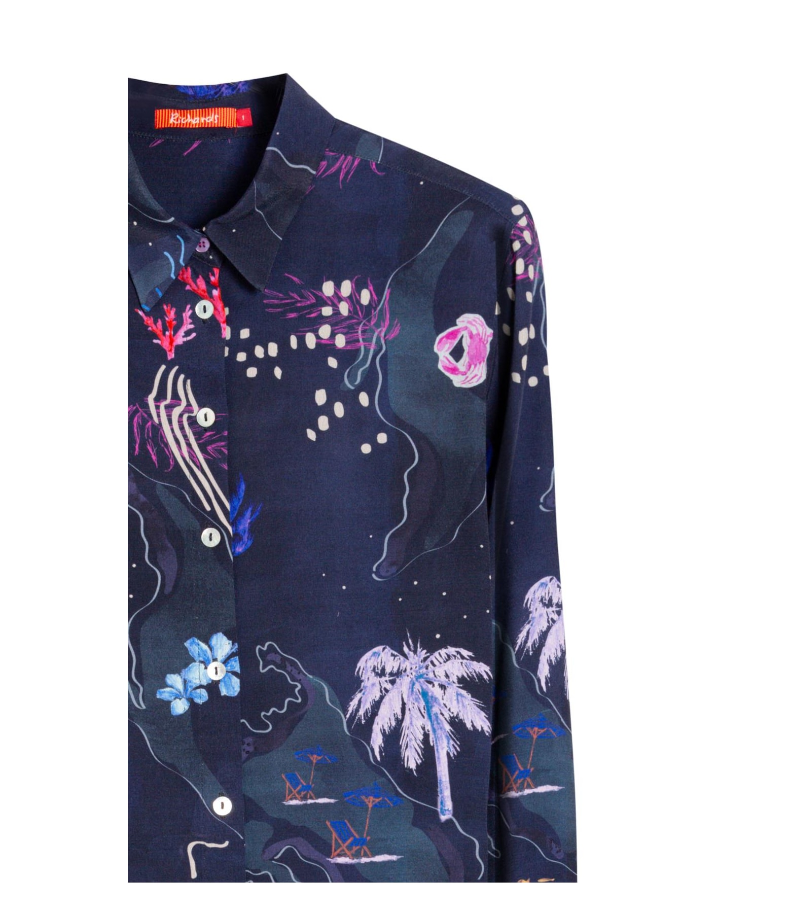 Camisa Sardenha Mapa Viscose Dark Navy
