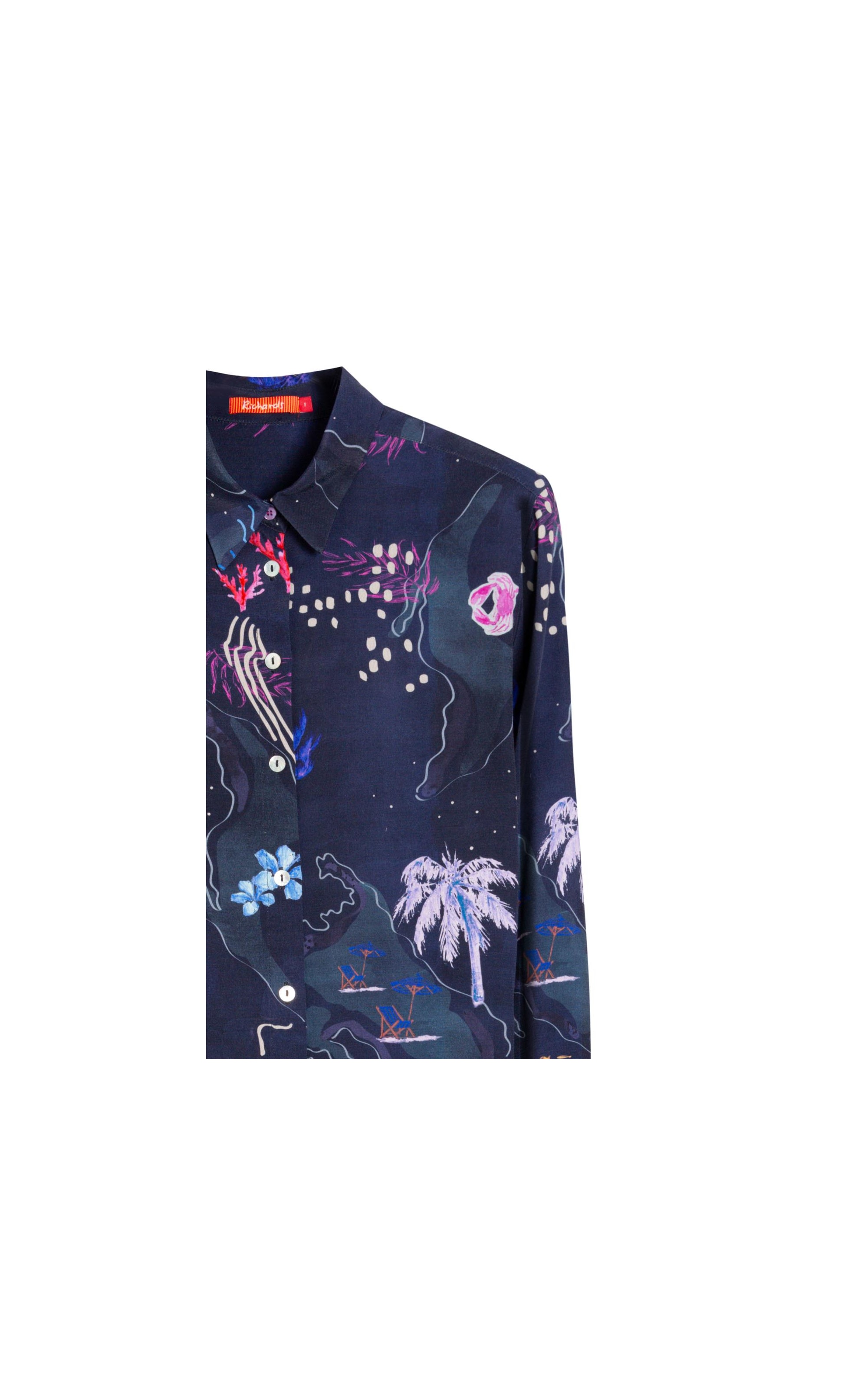 Camisa Sardenha Mapa Viscose Dark Navy