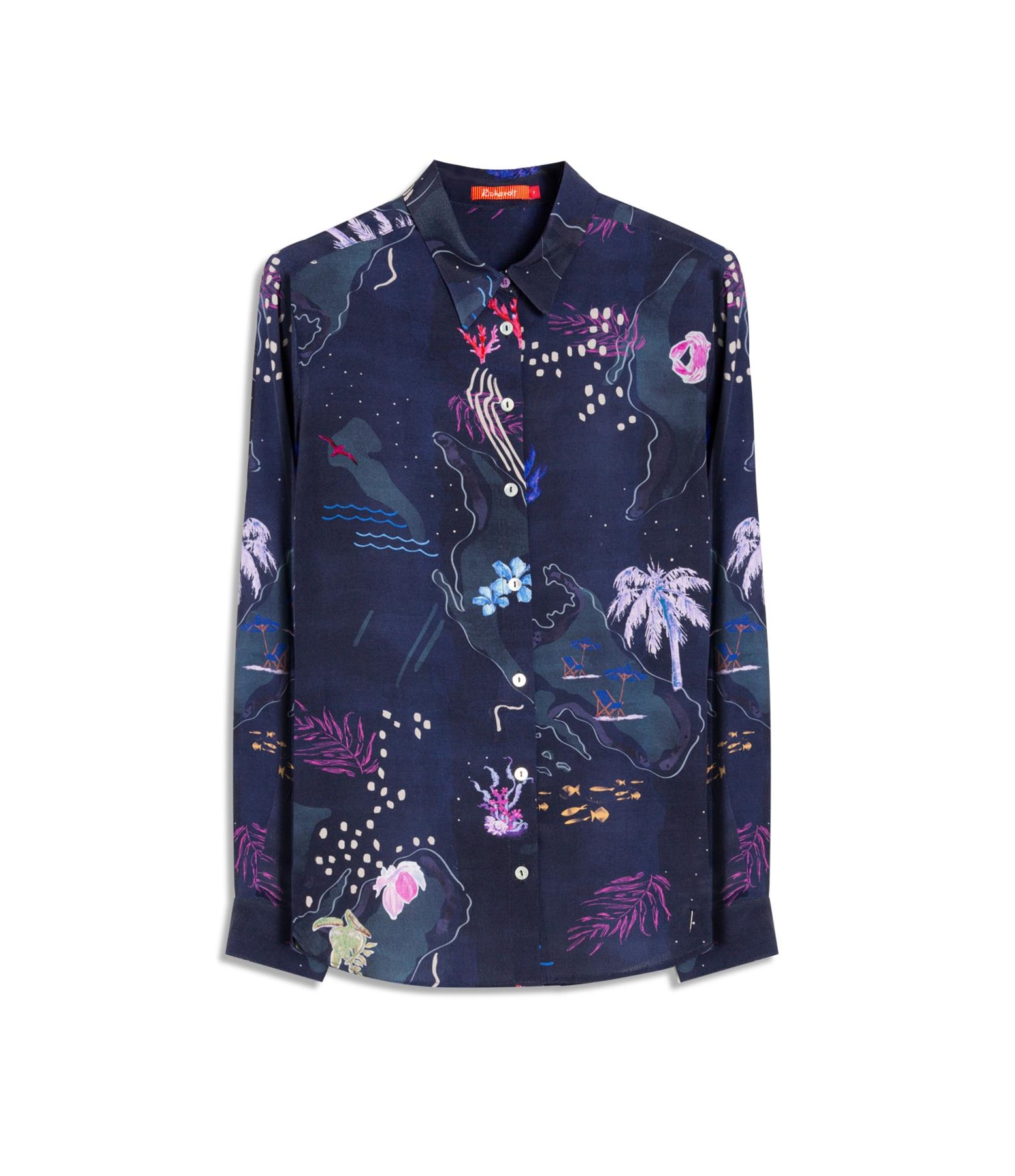 Camisa Sardenha Mapa Viscose Dark Navy