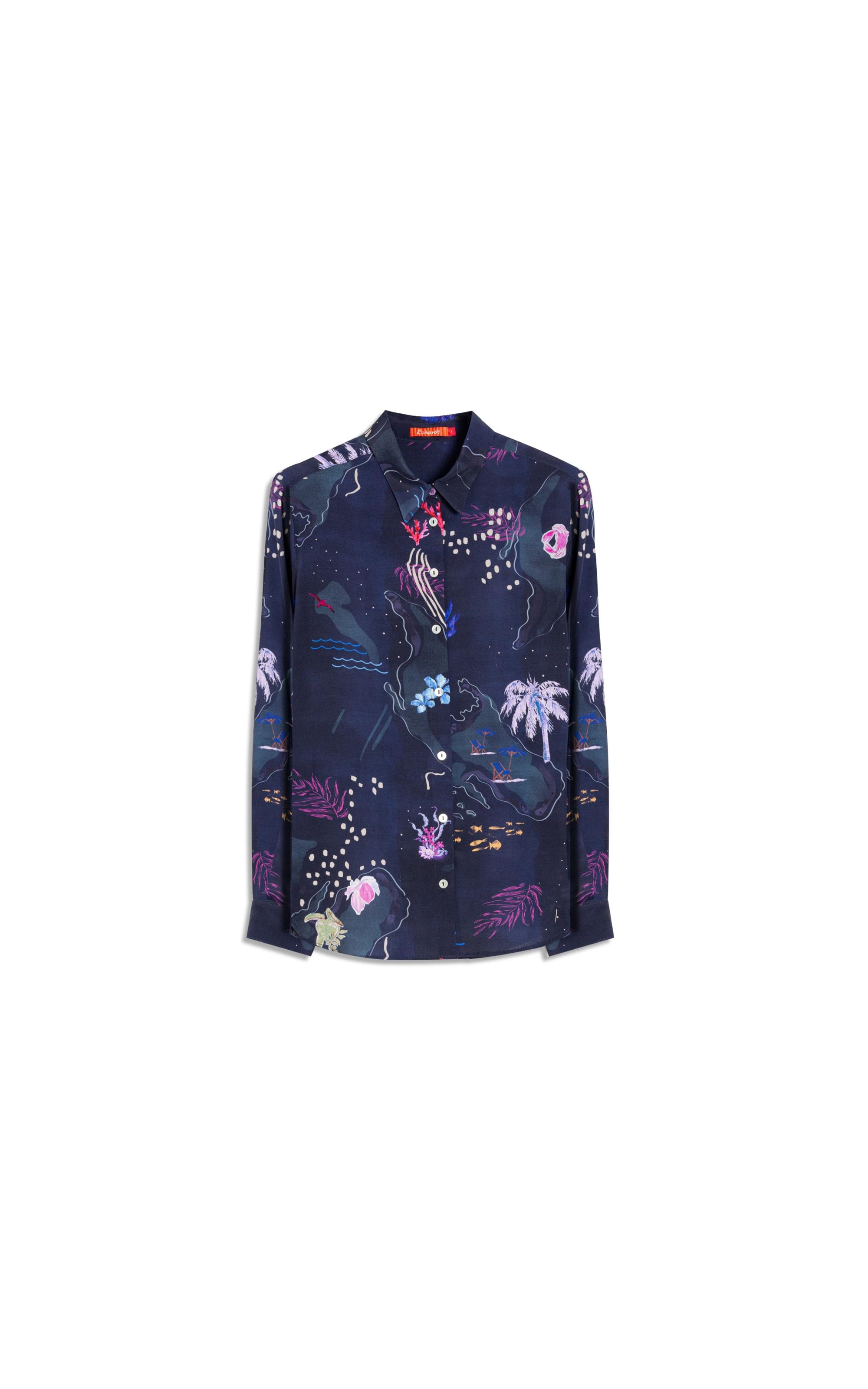 Camisa Sardenha Mapa Viscose Dark Navy