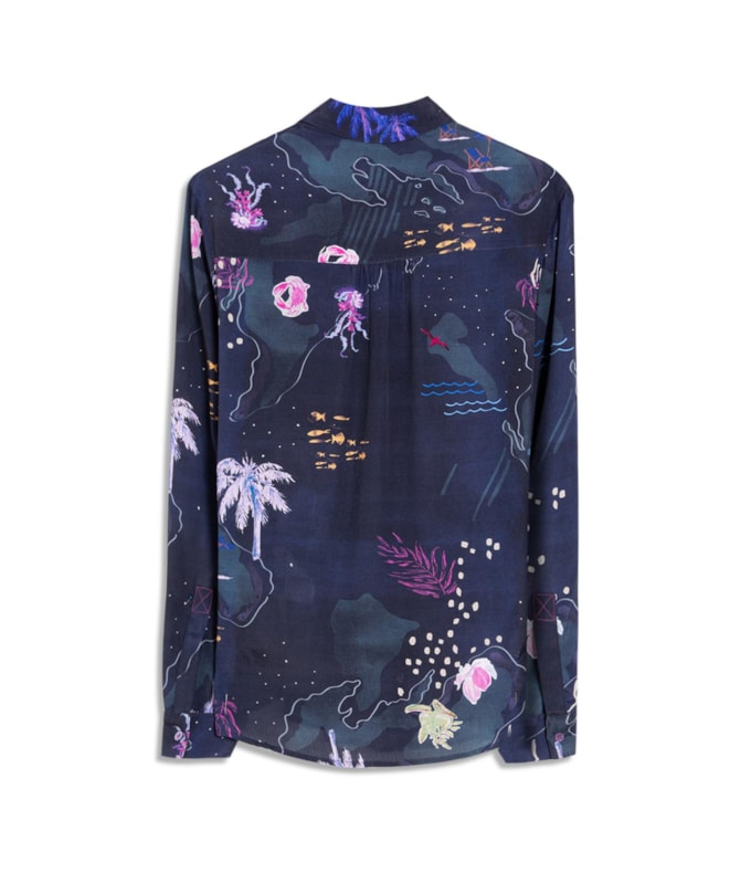 Camisa Sardenha Mapa Viscose Dark Navy