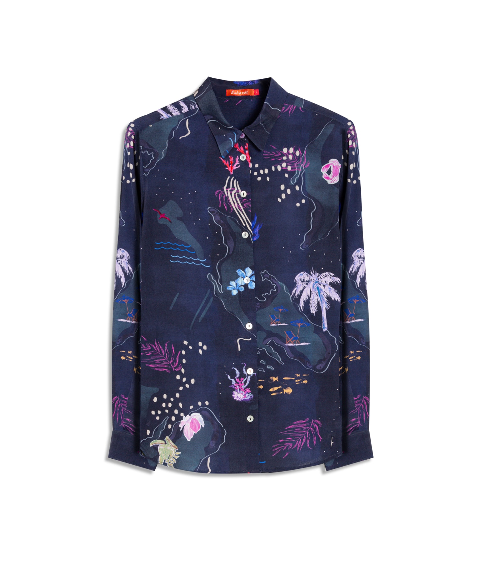 Camisa Sardenha Mapa Viscose Dark Navy